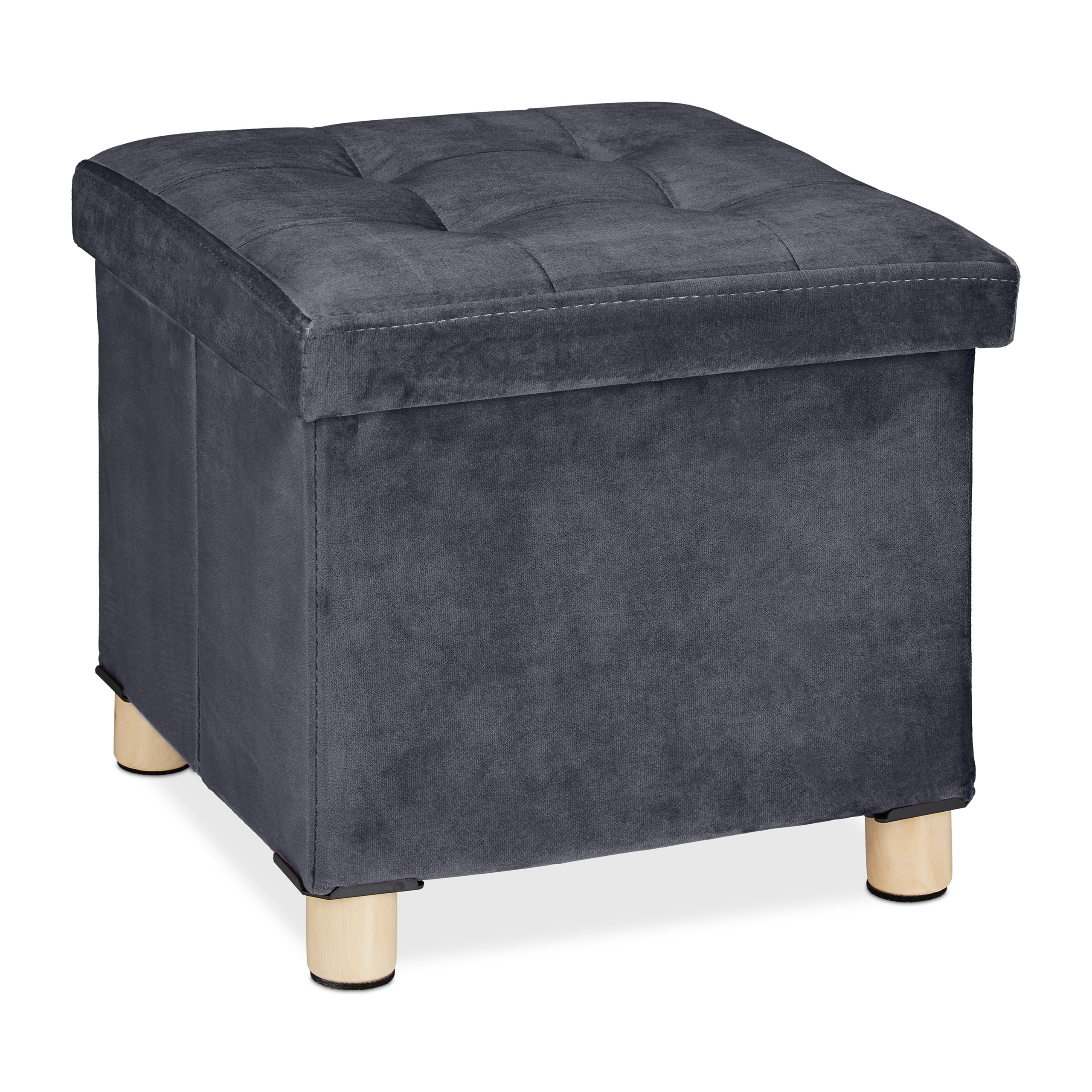 Tabouret Rangement Relaxdays - Cuir Synthétique Blanc - 38x38x38cm - 40L Capacité - Pliable