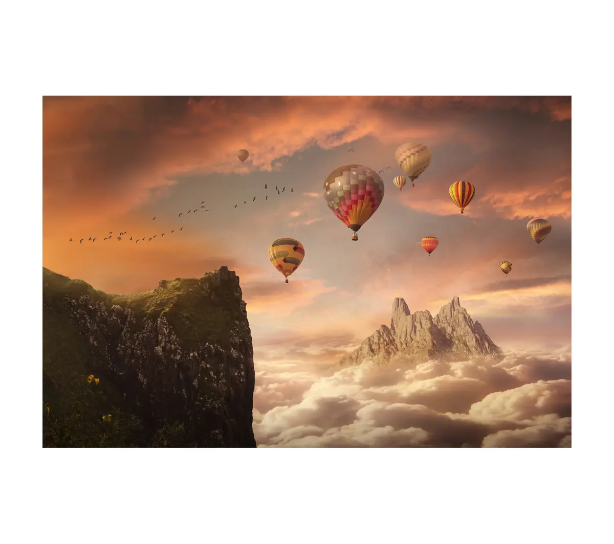 Hei脽luftballon -Tal Wandkunst