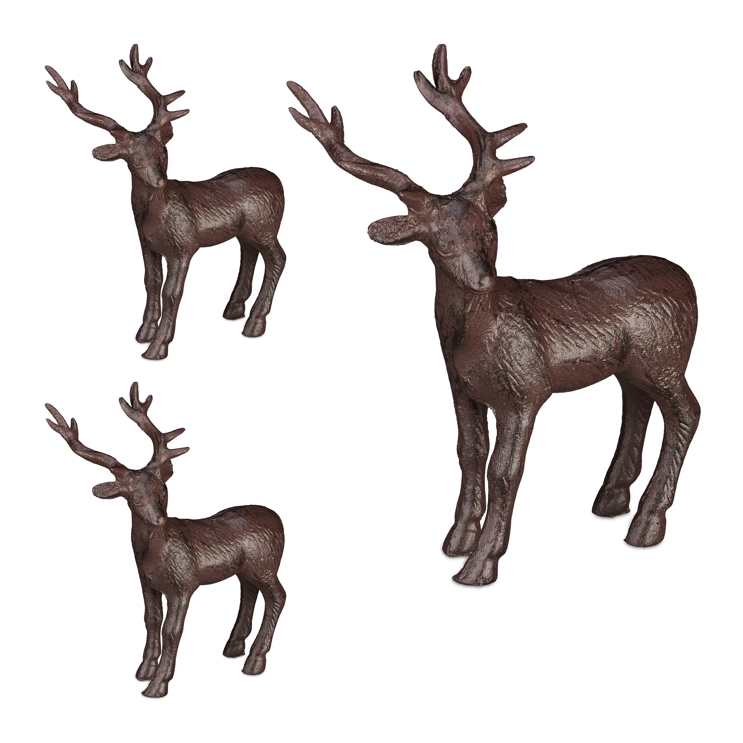 3 x Stehende Garten Figur Hirsch