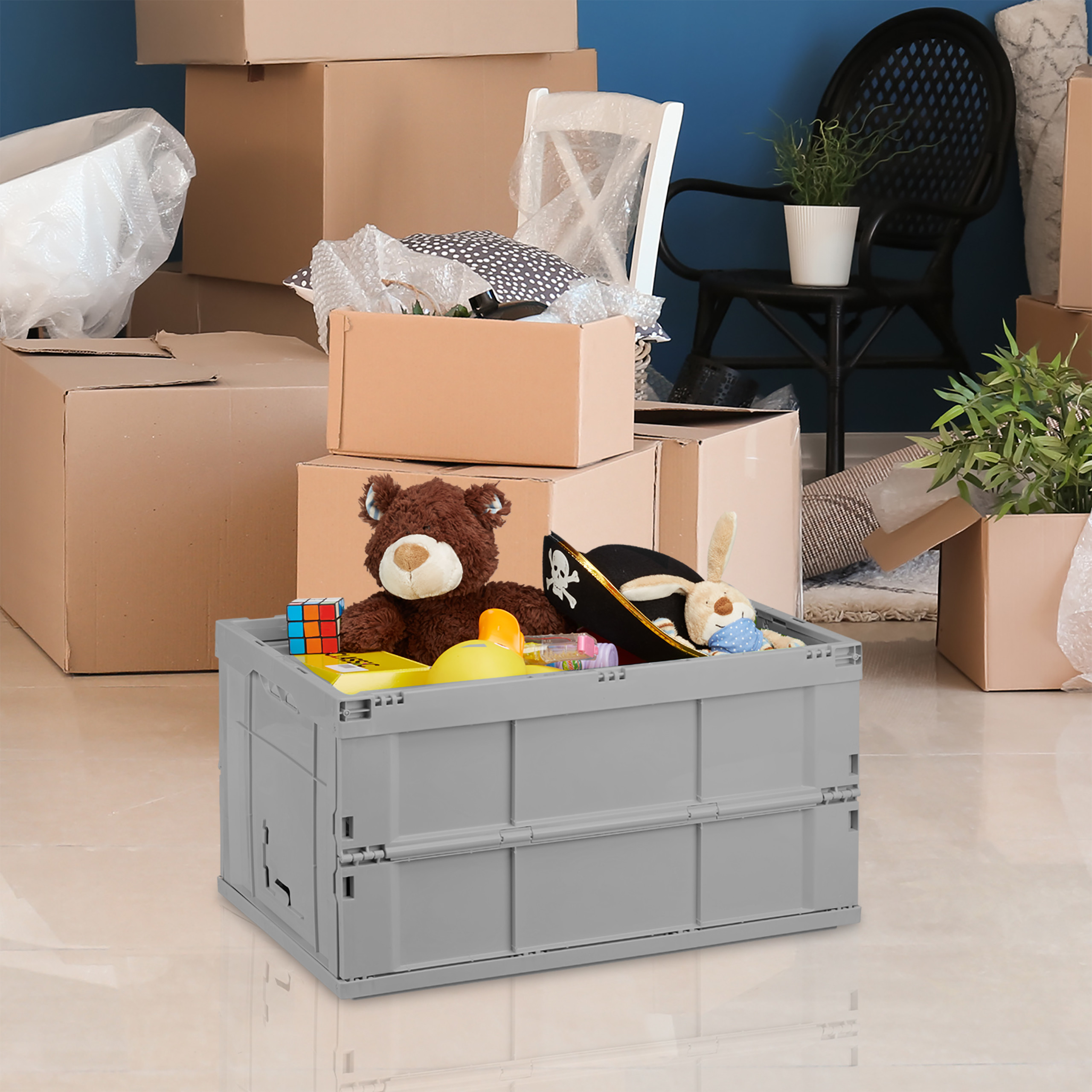 Klappbox Einkaufskorb Transportbox Aufbewahrungsbox Stapelbox Faltbox Klappkiste Hellgrau Schwarz Klappbox Einkaufskorb Transportbox Aufbewahrungsbox Stapelbox Faltbox Klappkiste Hellgrau Schwarz