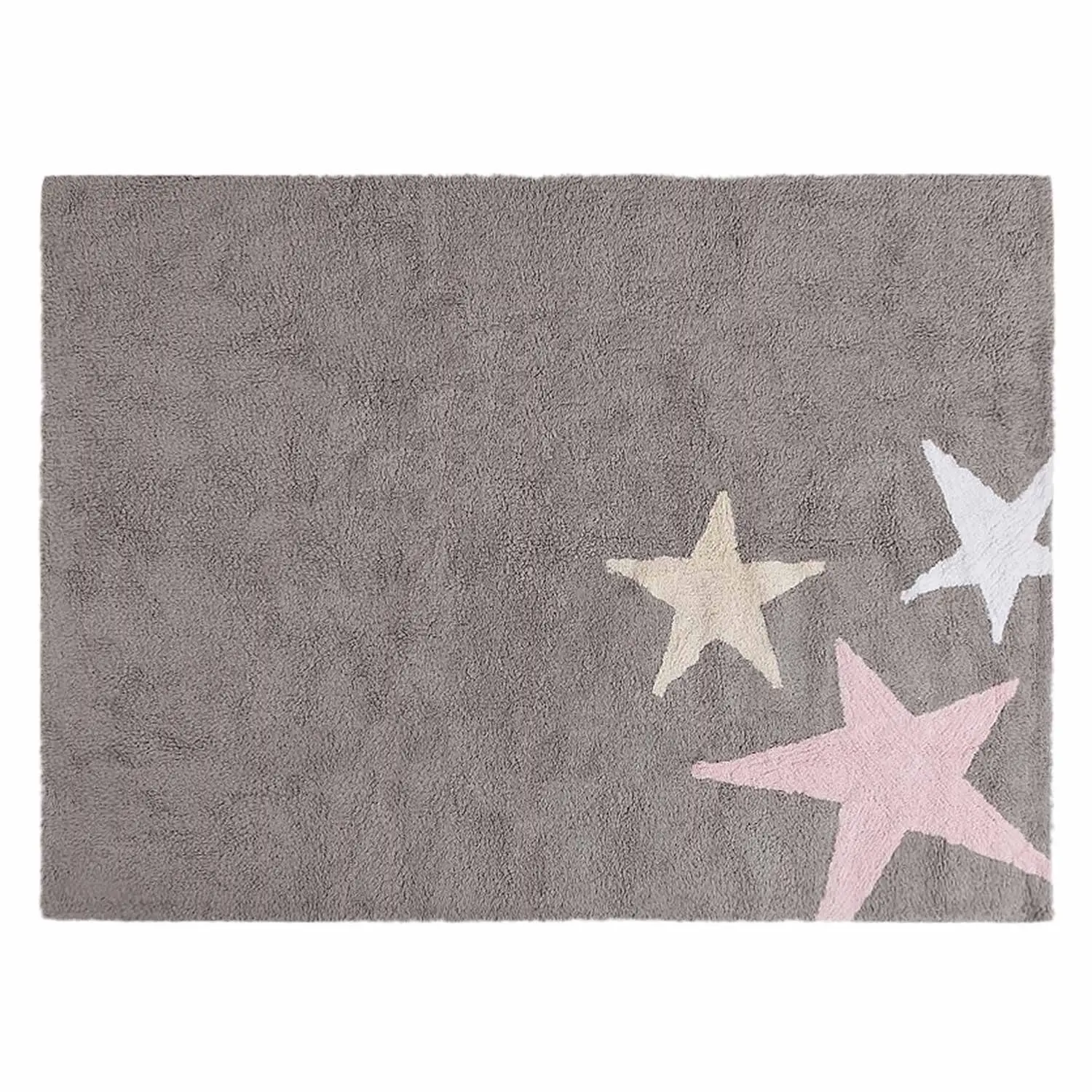 Teppich mit 3 Sternen grau-rosa | Kinderteppiche