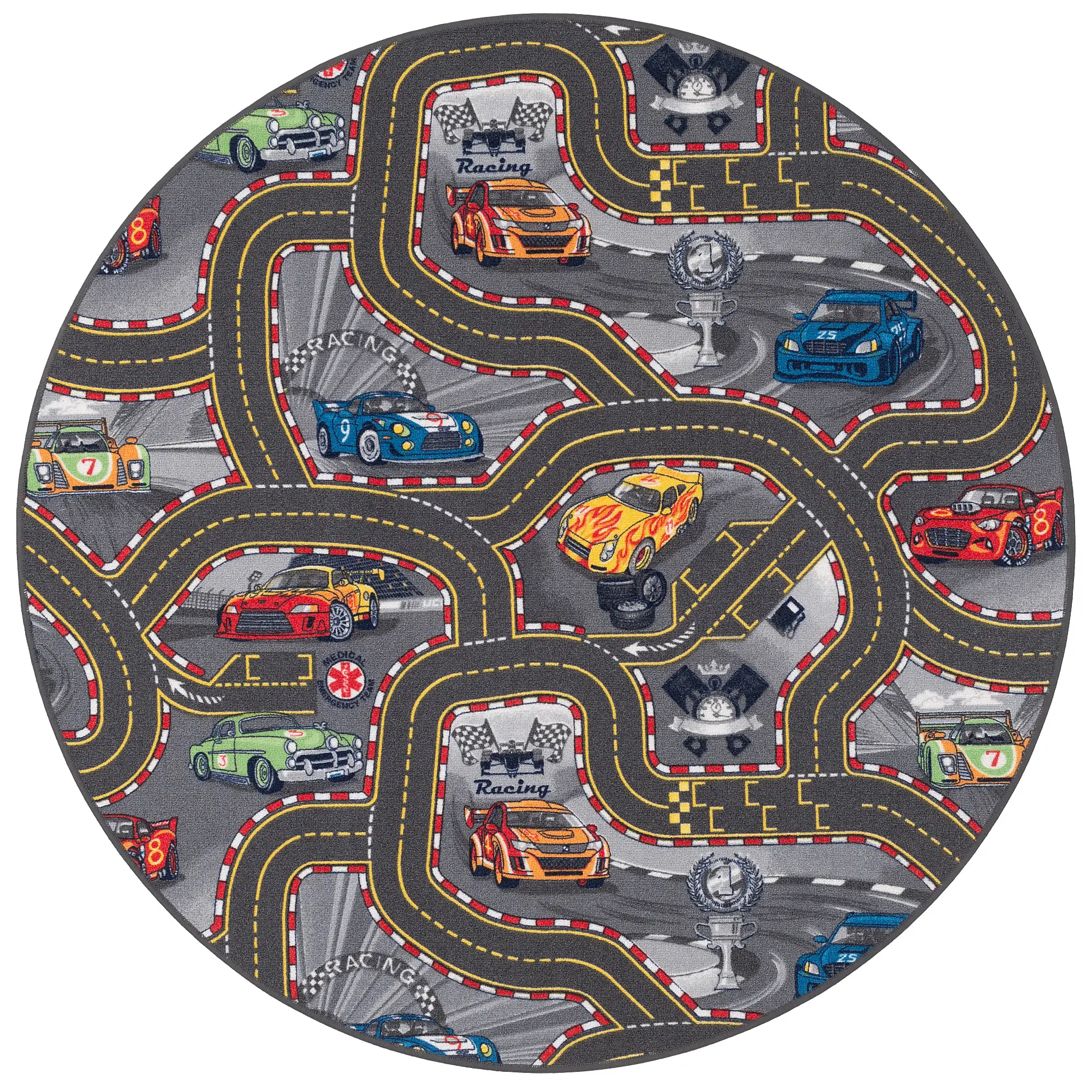 Teppich Kinder Stra脽en Spiel Racer Rund