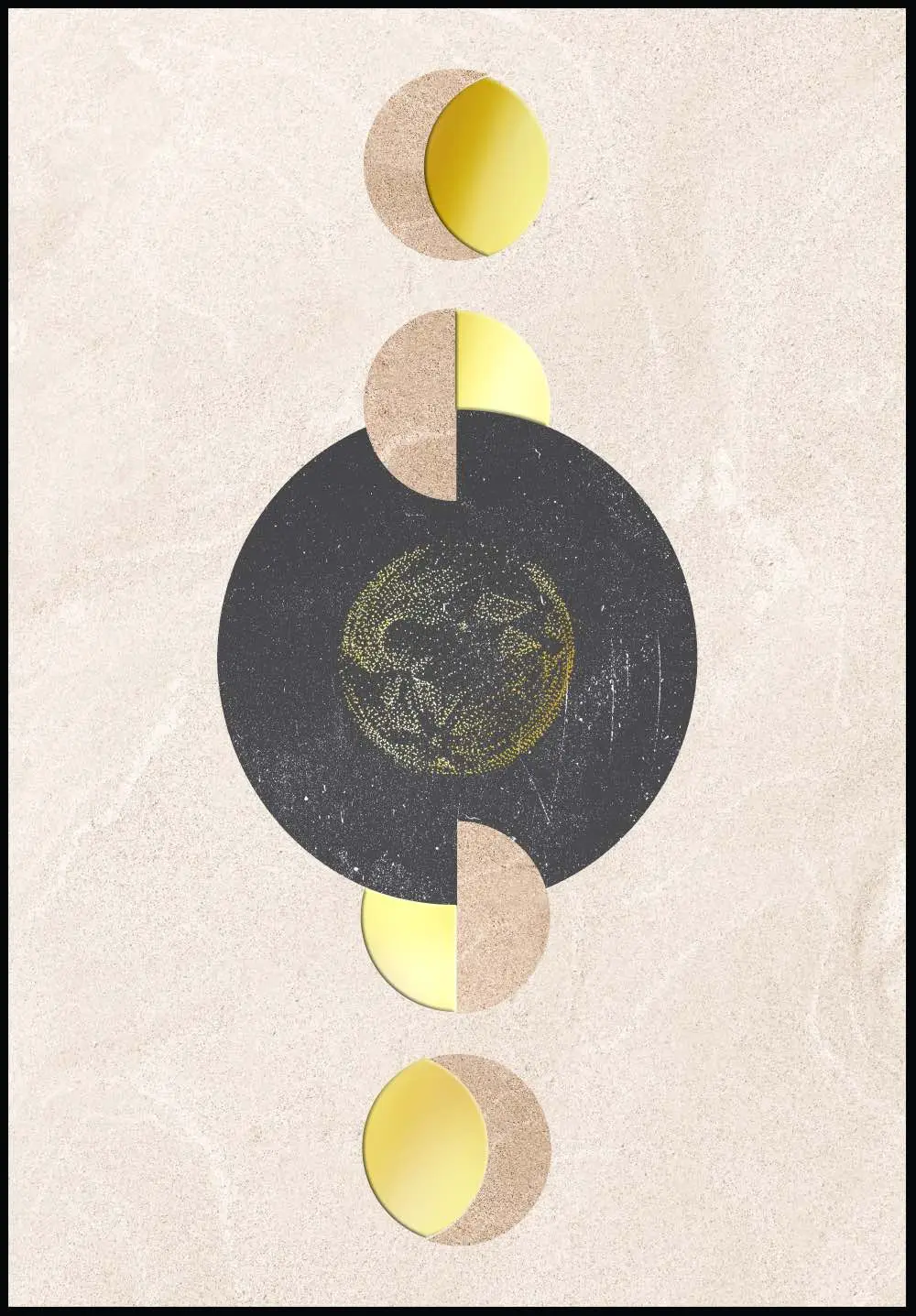 Poster Halbkreise Punkte Mond