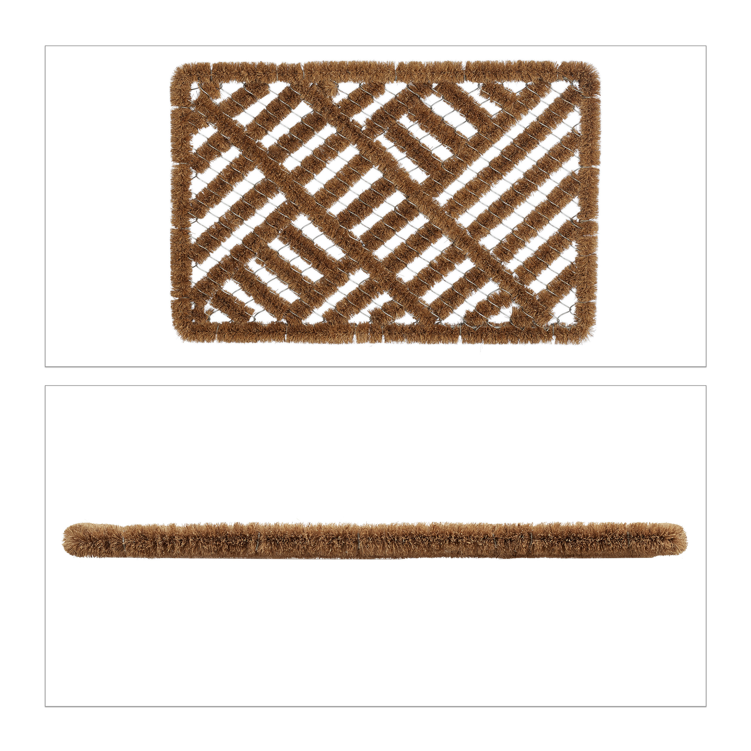 Paillasson Coco Hello Avec Fleurs – 40x60 Cm – Intérieur Extérieur – Antidérapant Naturel