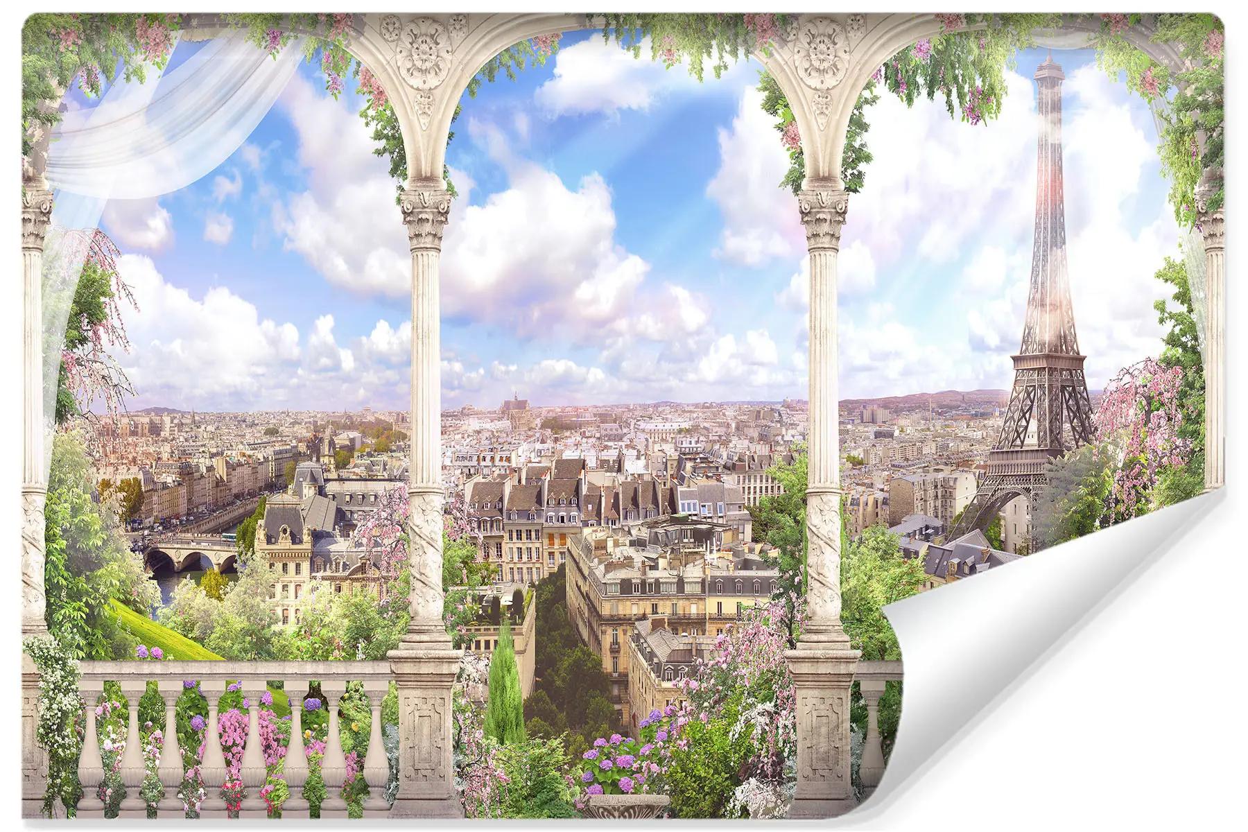 Fototapete Paris Blumen Panorama 3D