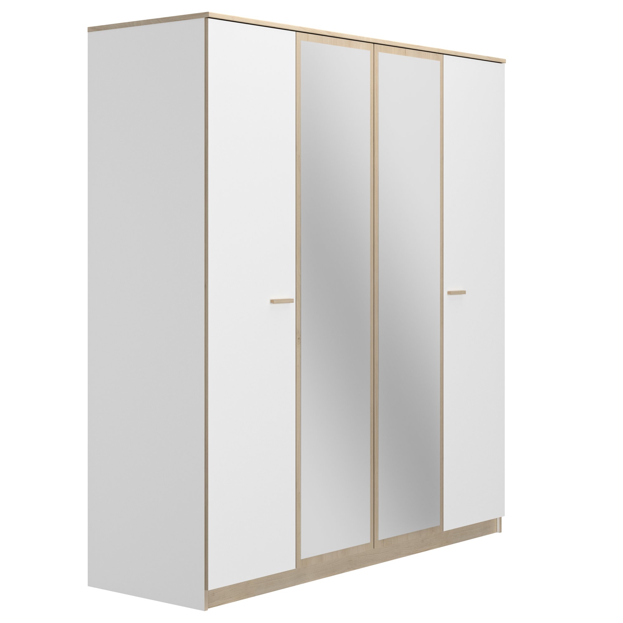 Armoire 4 portes 2 miroirs 180x58x208 cm blanc - RAMI