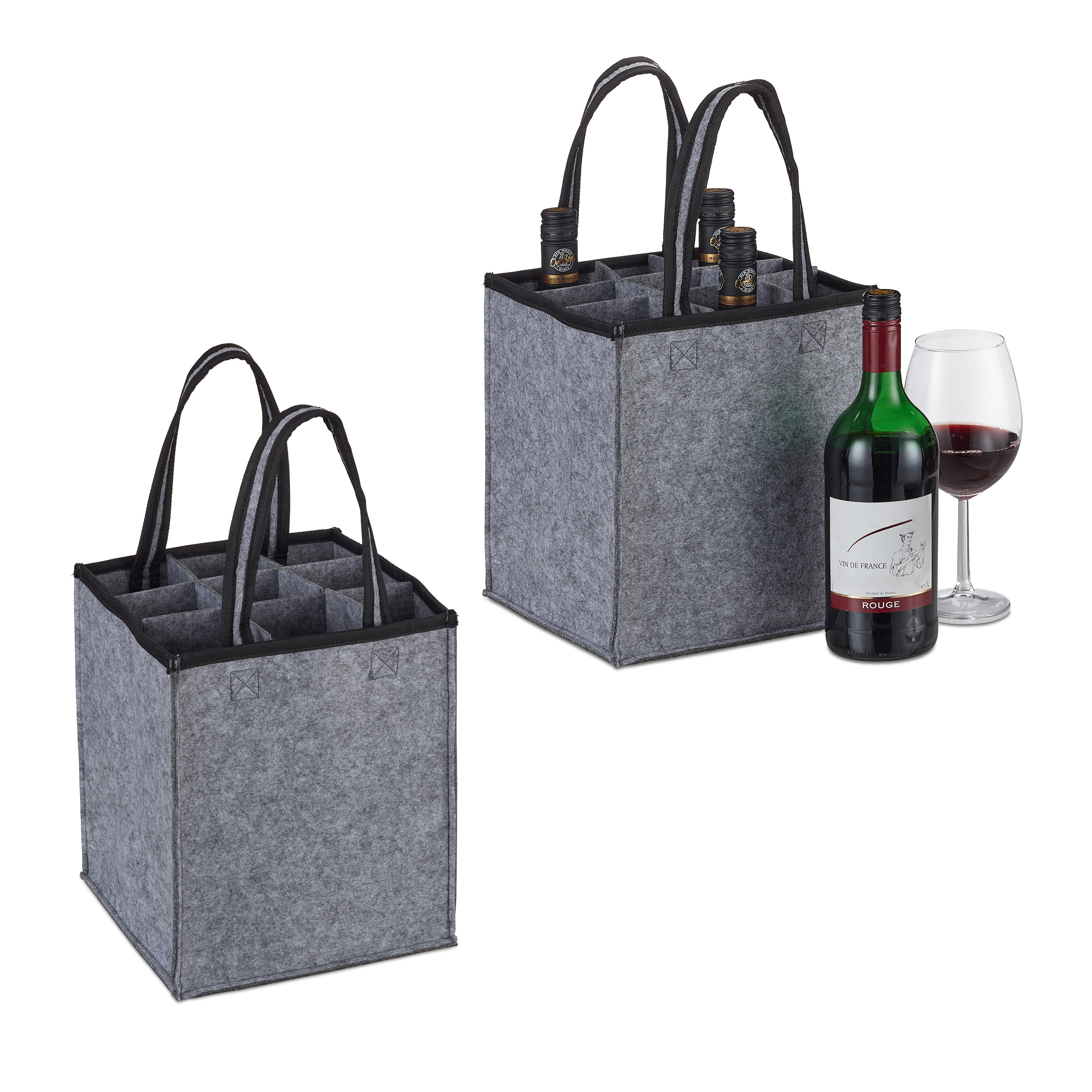 Sac En Feutre Pour 6 Bouteilles De Vin - Porte-bouteille Réutilisable, Protection Anti-choc - Voyage, Pique-nique, Cadeau
