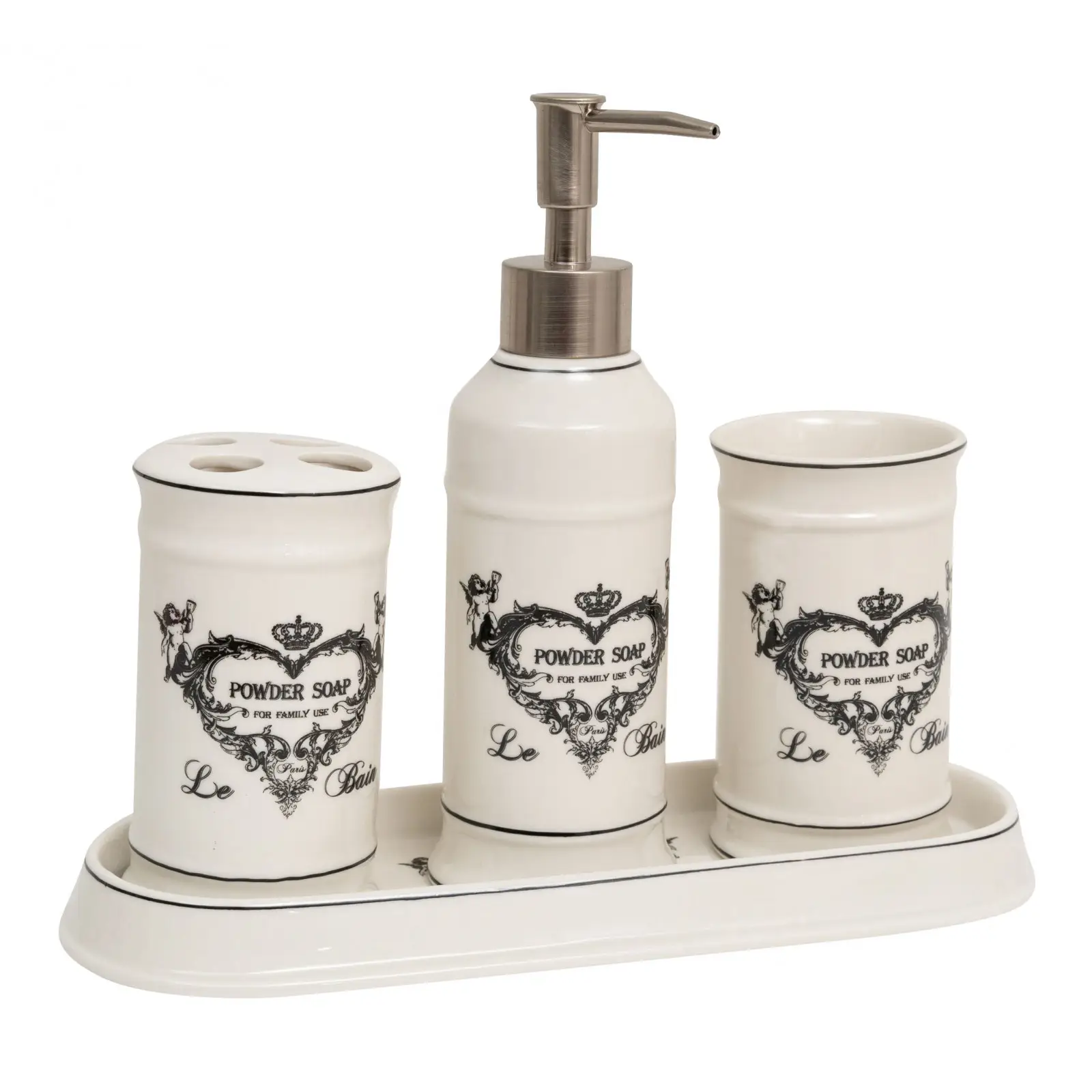 4-tlg Badezimmer-Set SOAP POWDER