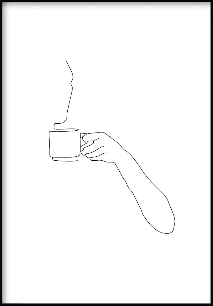 Frau mit Kaffee Line Art Poster