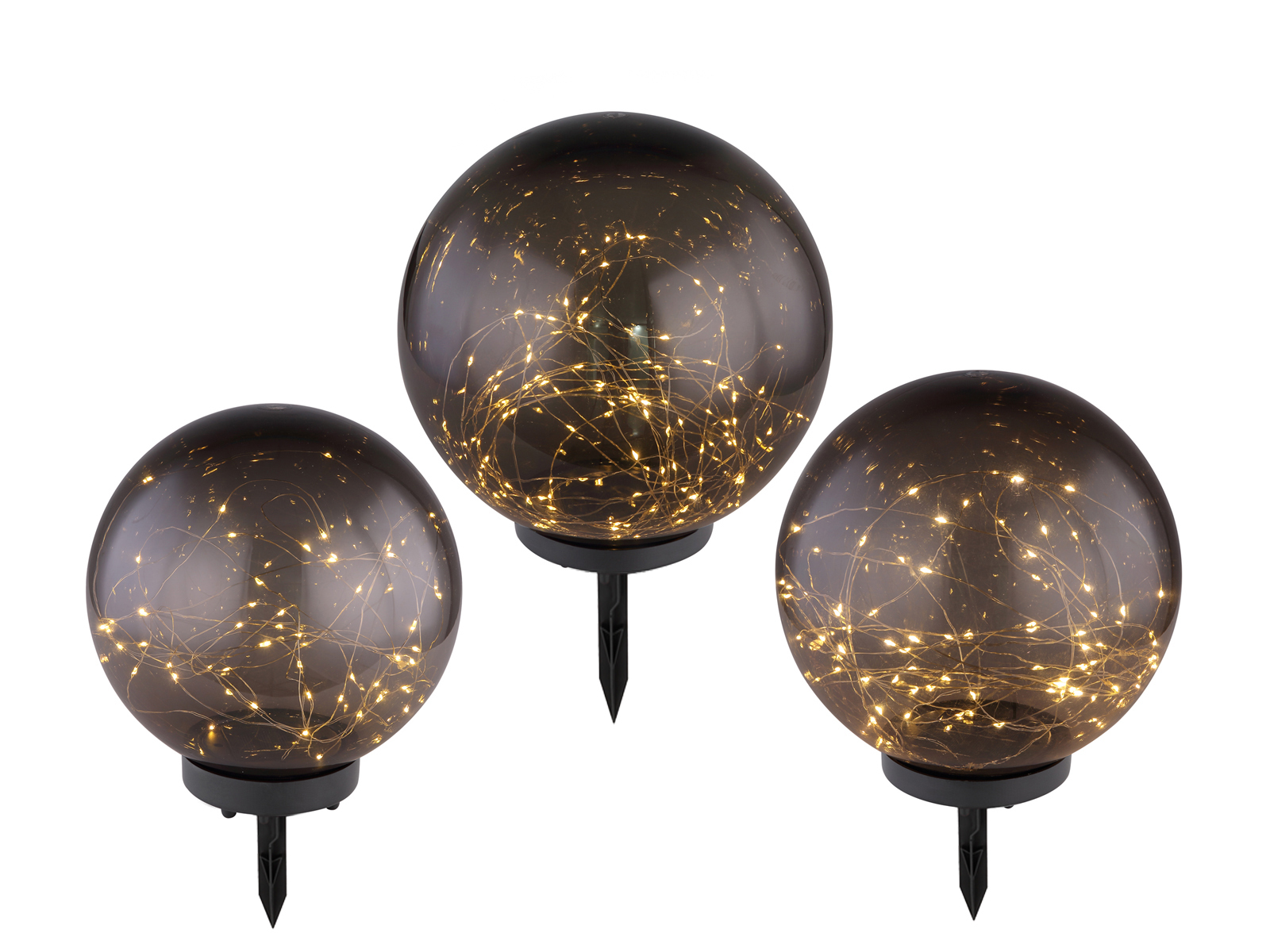 3er Set Solarkugeln Garten, Rauchfarbig kaufen home24