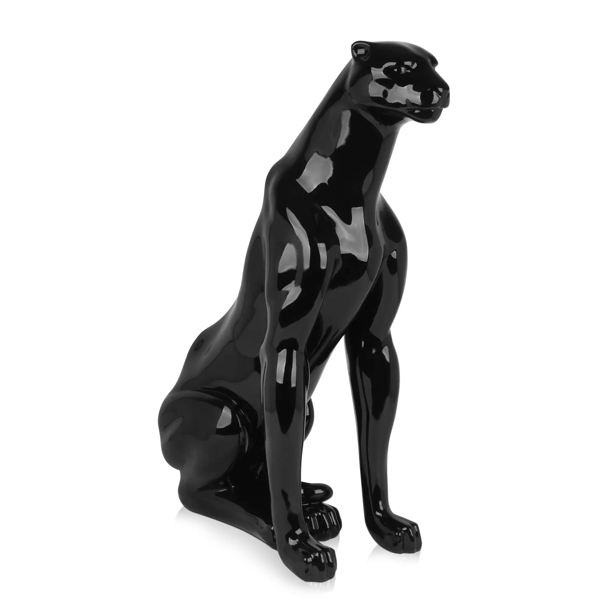 Gro脽e Harzskulptur Sitzender Panther
