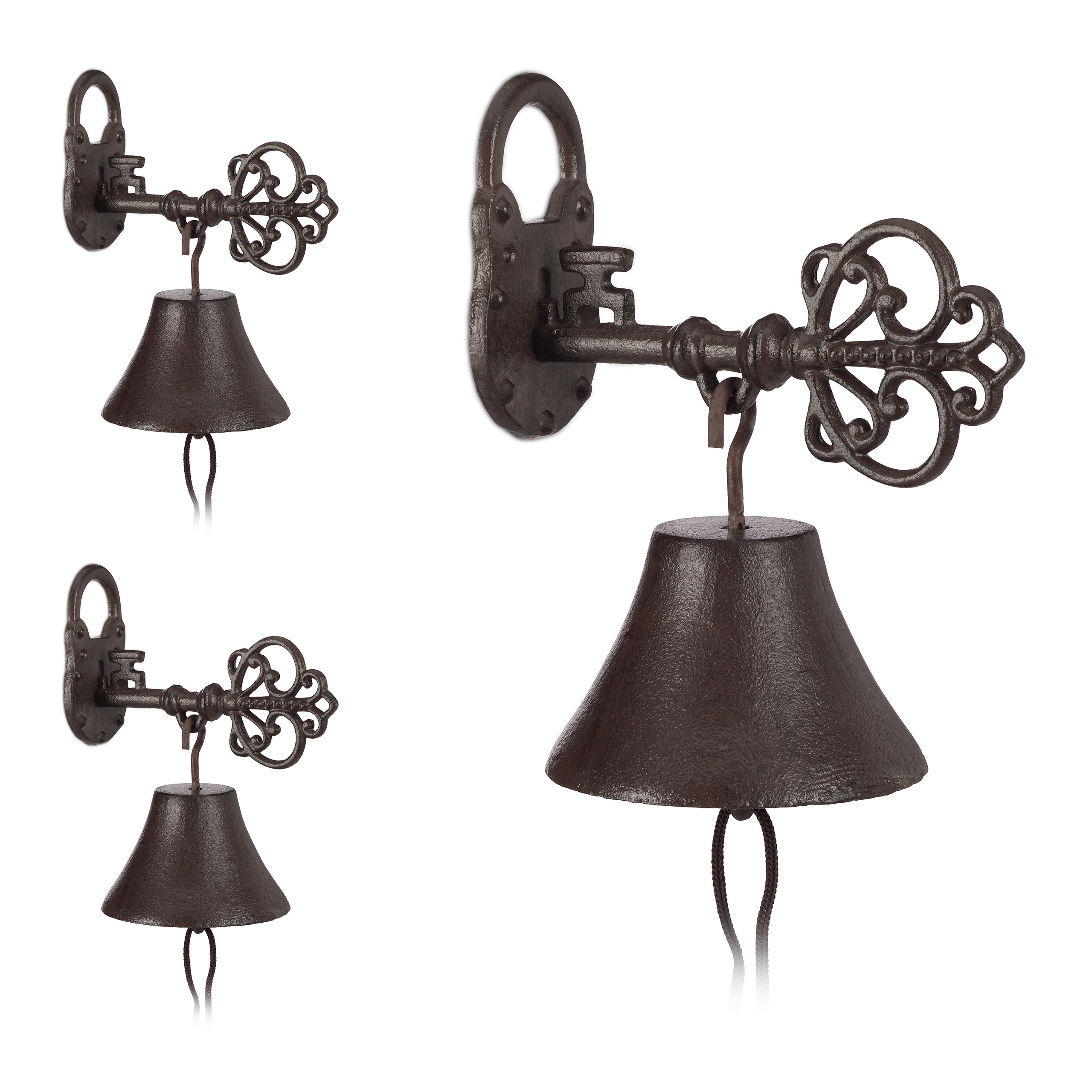 Cloche Murale En Fonte Hibou - Style Rustique Antique - Pour Porte, Jardin Ou Appel à Table