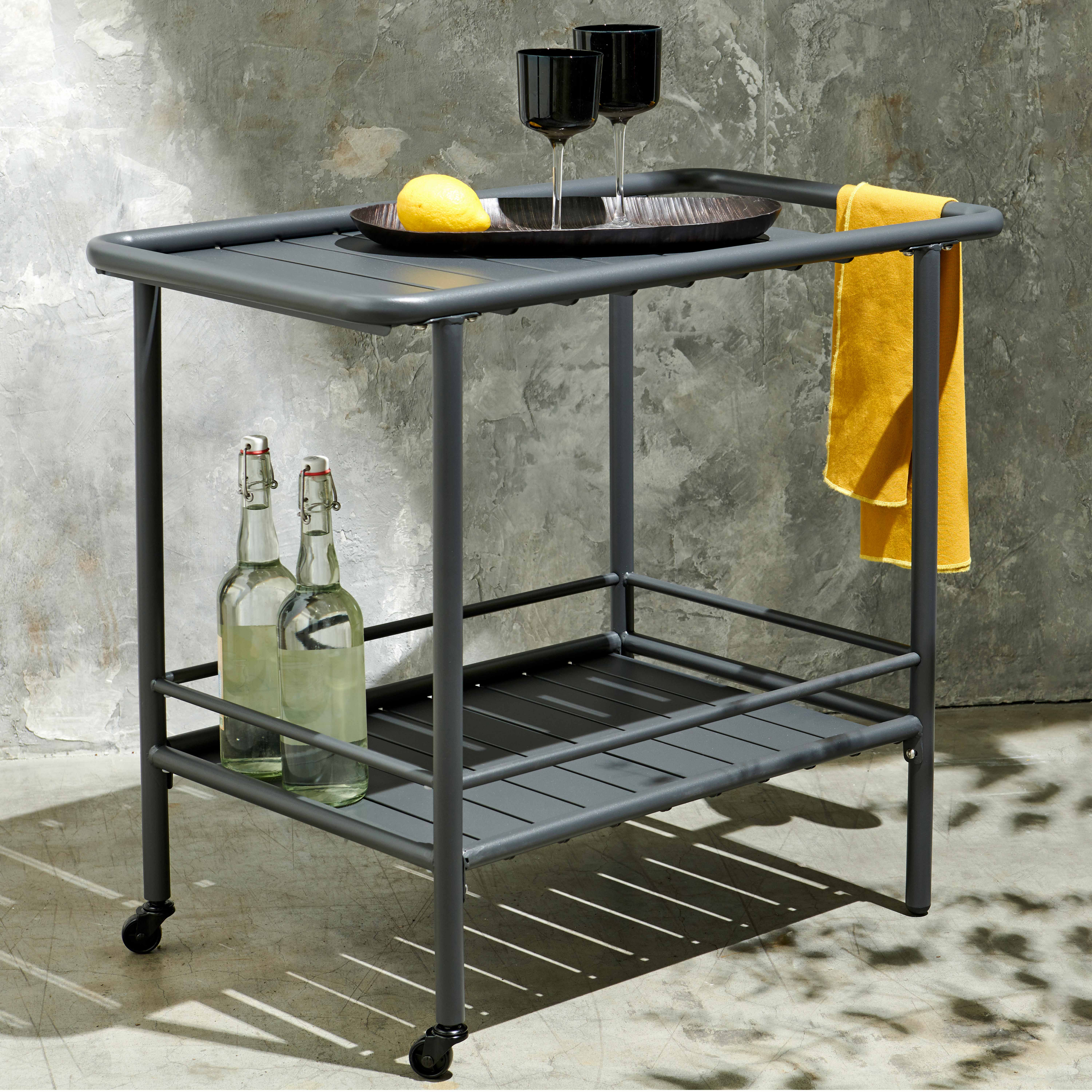 Oviala Gartenbank Palavas - Metallbank Anthrazit, 126cm, Stapelbar