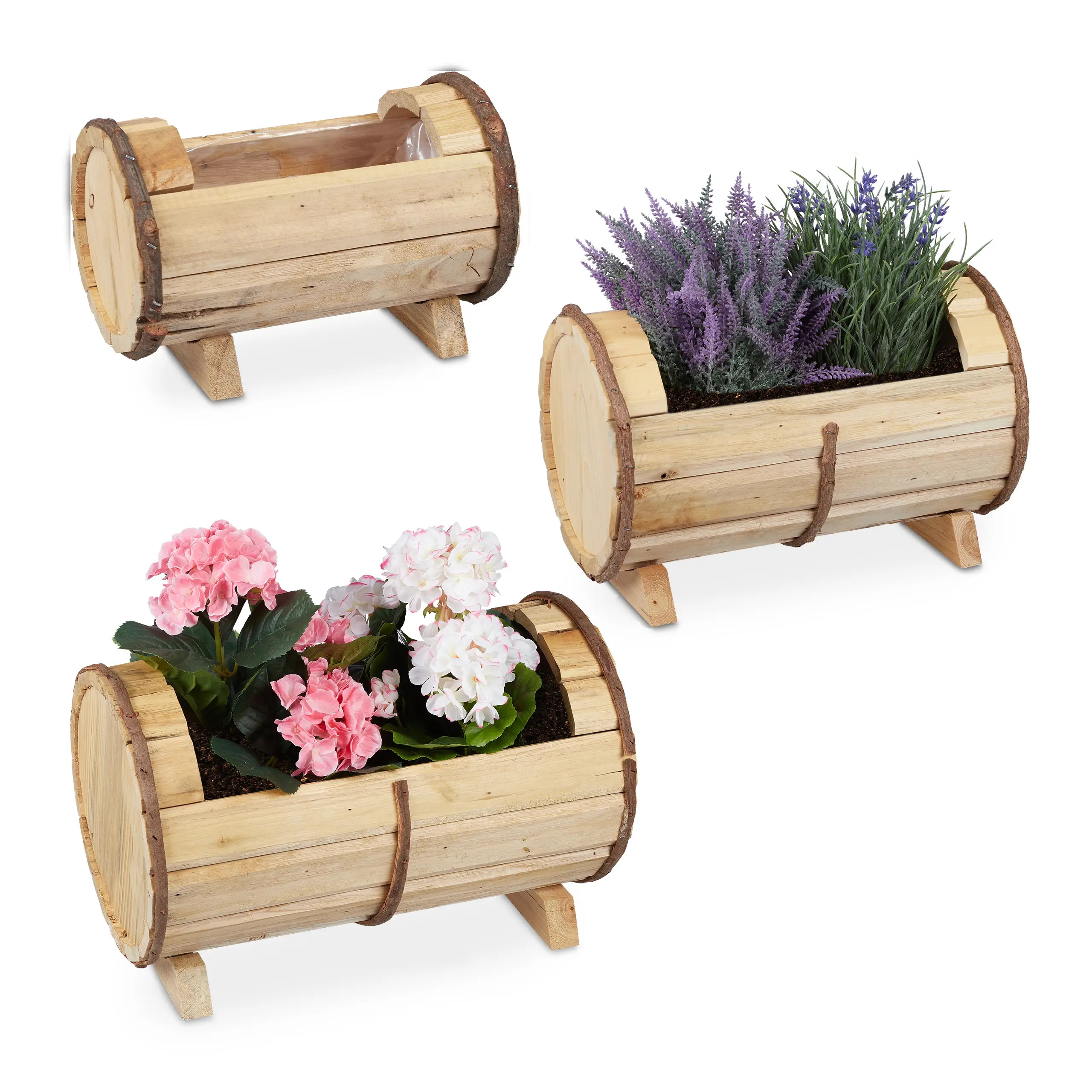 Blumenkasten aus Holz Set 3er