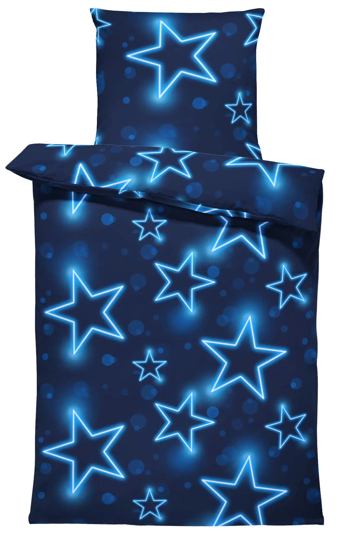 Kinder Bettw盲sche Sterne blau 135x200 cm