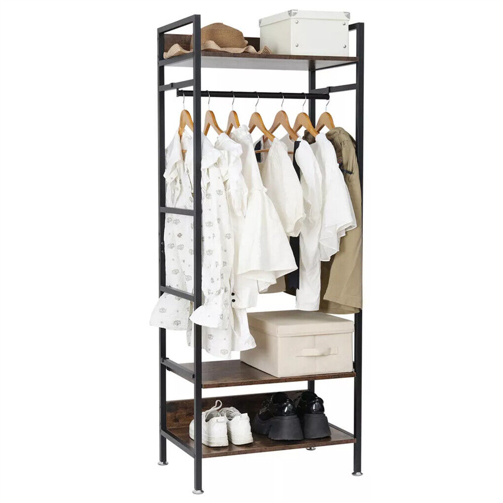 Garderobenständer Kleiderständer Holz Garderobe Mit 5 Ablagen XXL Vintage Stil