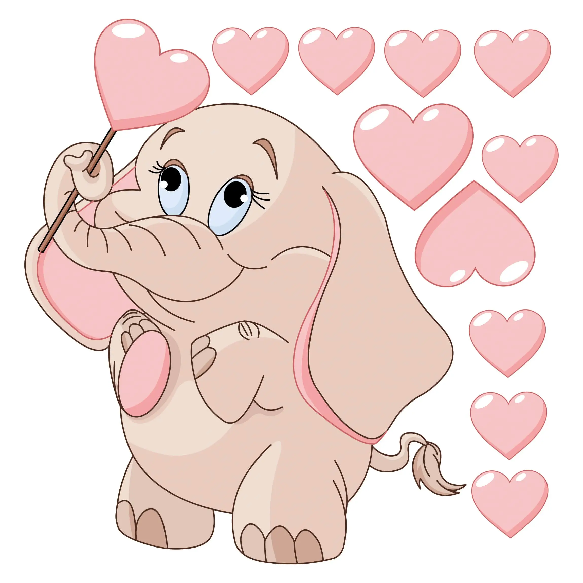 Elefantenbaby mit rosa Herzen