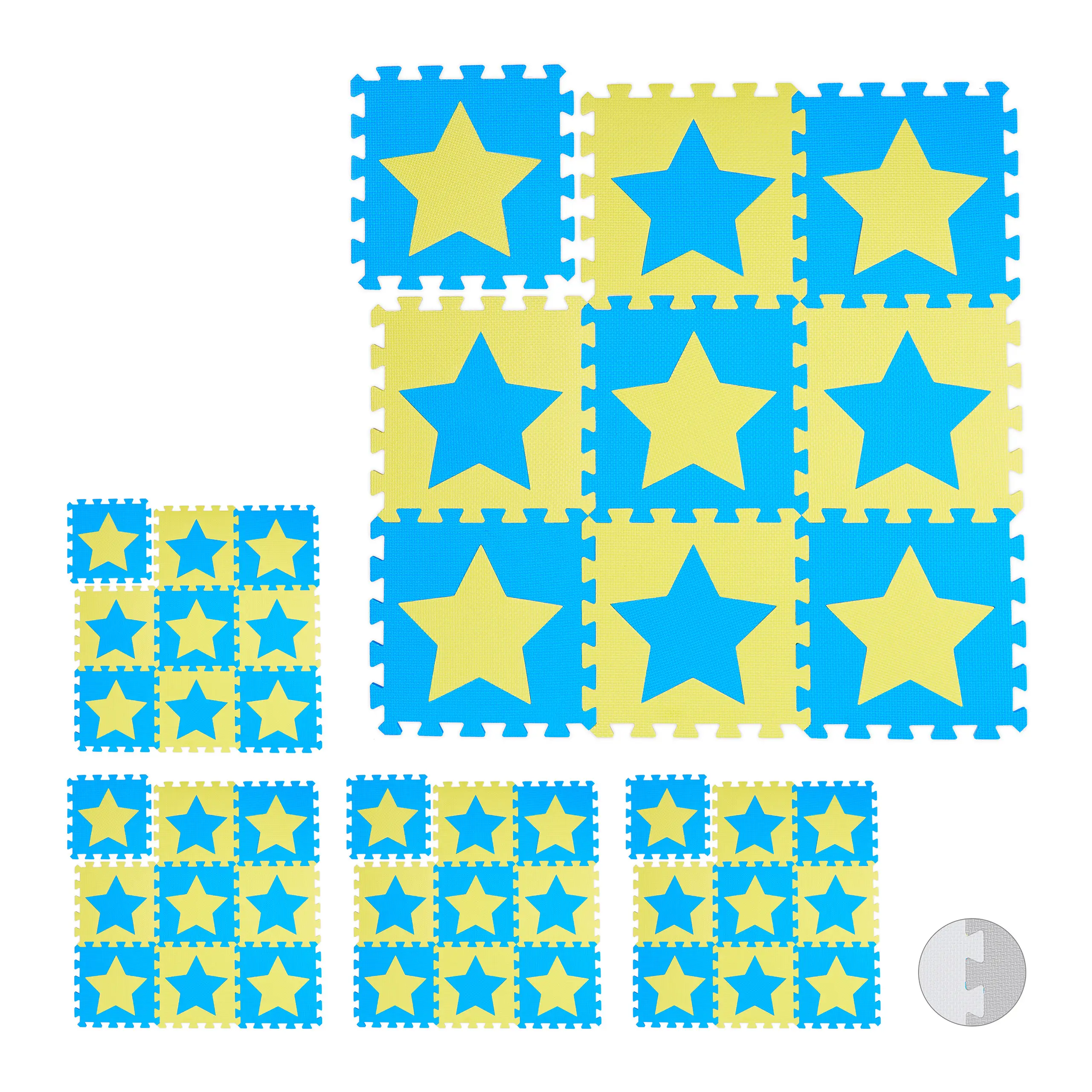 Sterne 45 x Puzzlematte blau-gelb