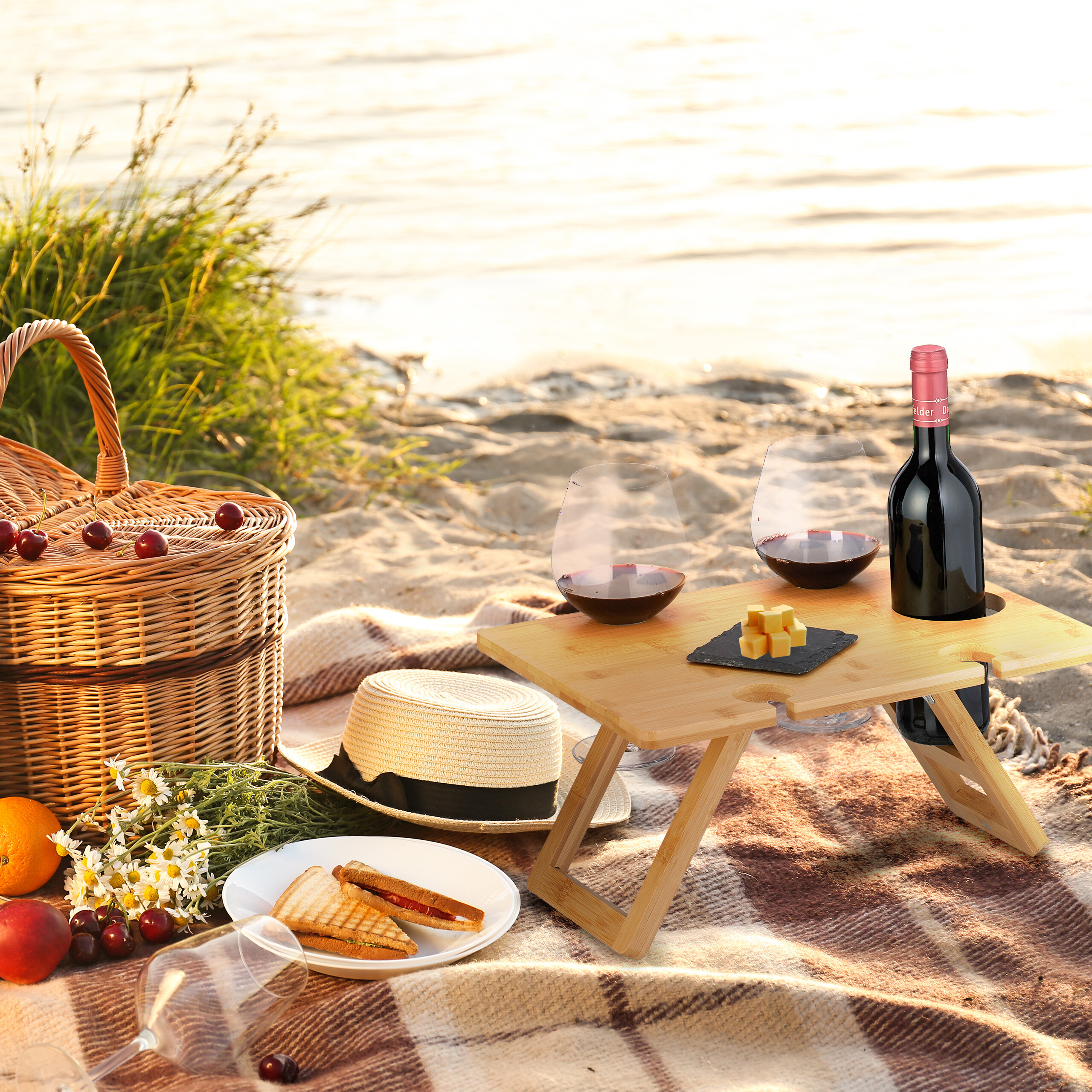 Relaxdays Table Pliante Pour Lit Et Canapé En Bambou - Support Ordinateur Réglable En Hauteur - Marron Noir