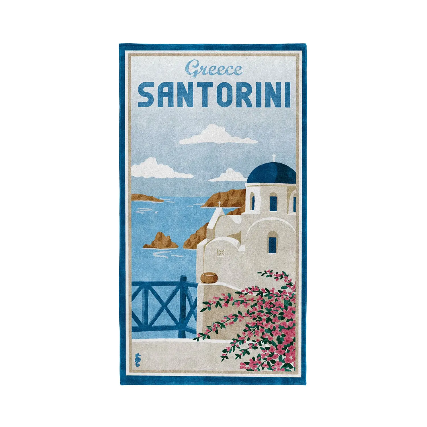90x170 cm Blue - - Strandtuch Santorini