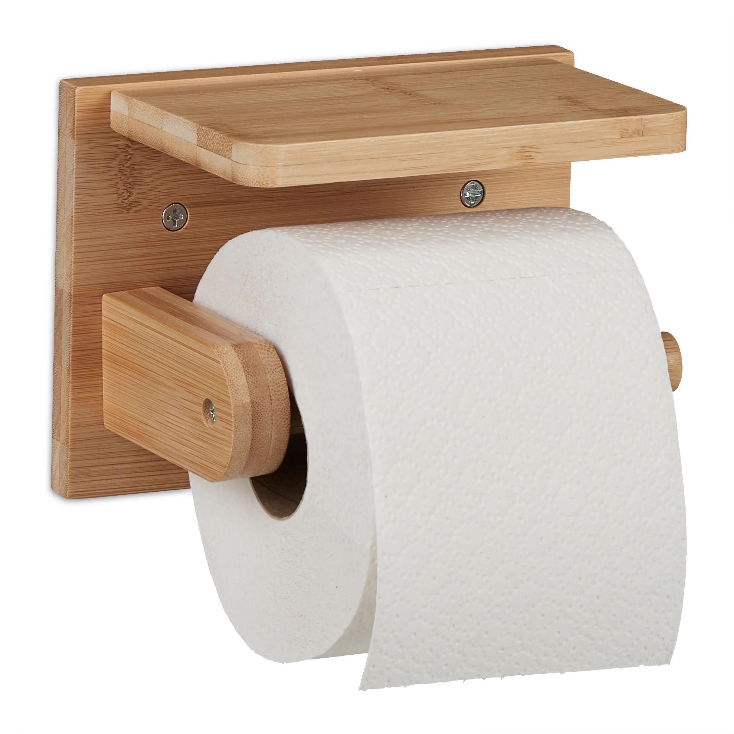 Ablage mit Toilettenpapierhalter Bambus