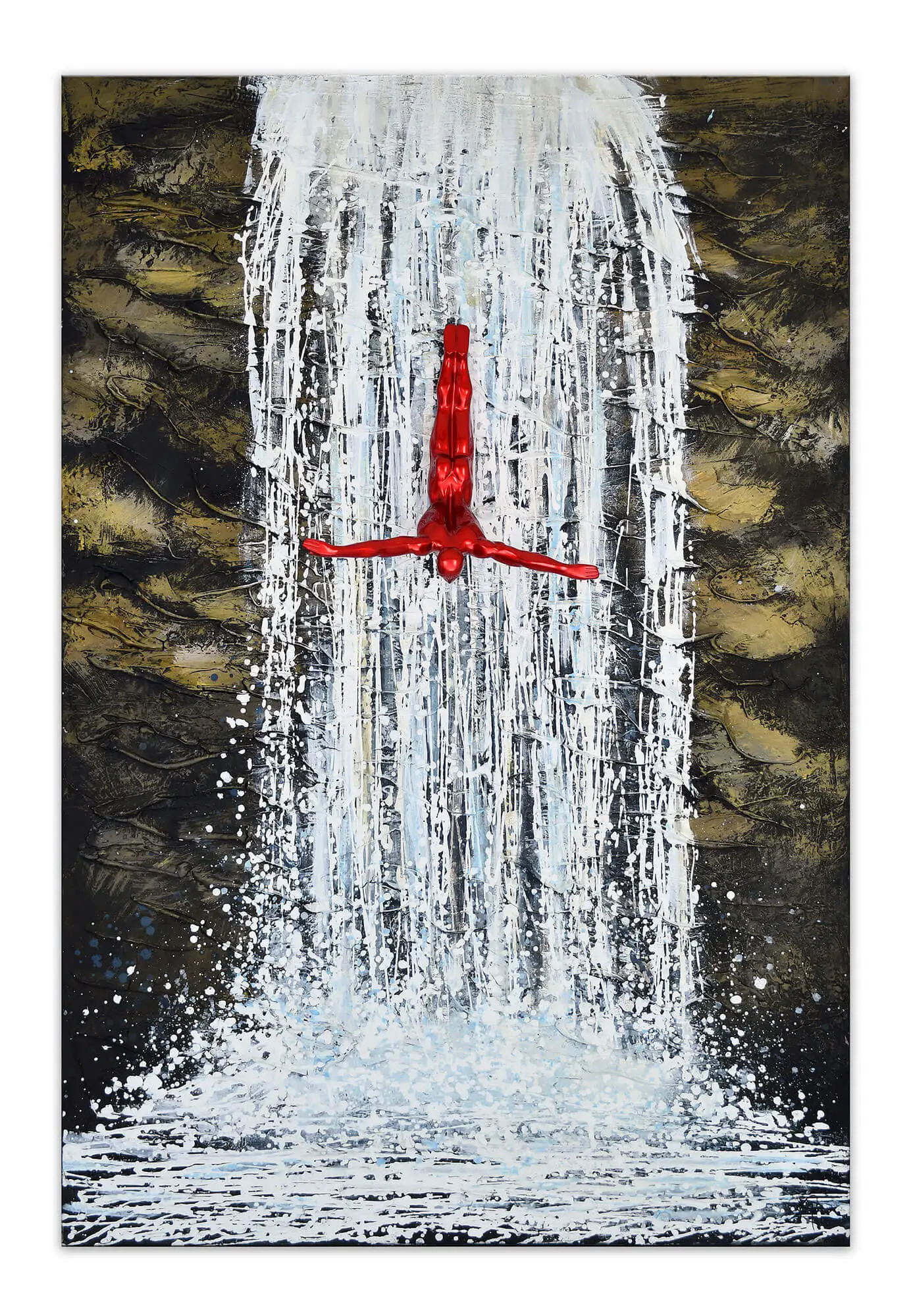 Malerei Sprung in den Wasserfall