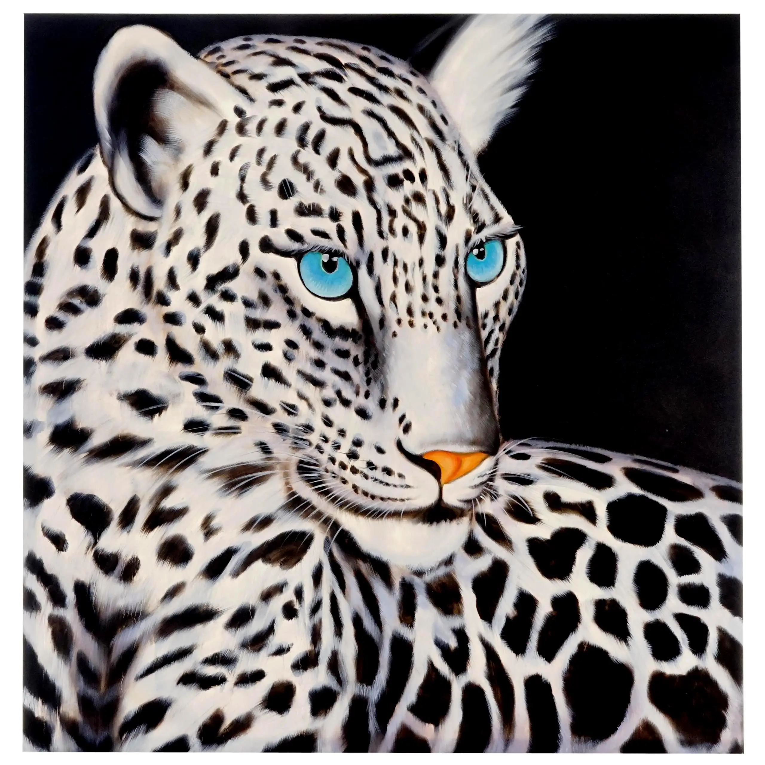 脰lgem盲lde Wei脽er handgemalt Leopard