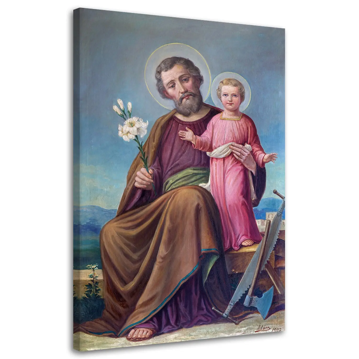 Leinwandbild St. Josef und Kind Roznav