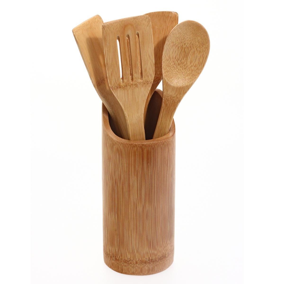 Bambus-Holzlöffel Set 6-teilig – Küchenutensilien Aus Nachhaltigem Bambus, Inkl. Kochlöffel, Pfannenwender & Mehr