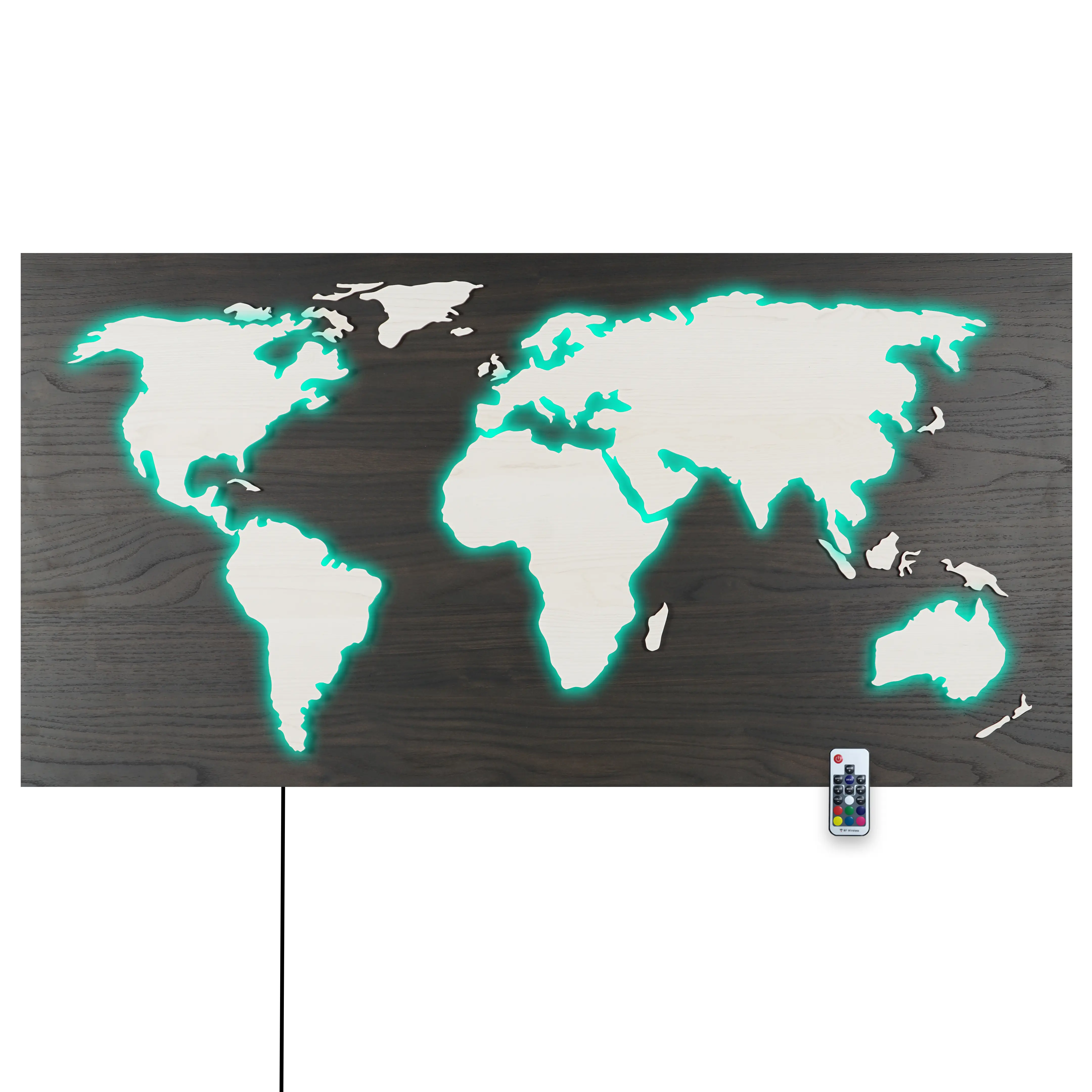 LED Holz Weltkarte 3D Lux RGB map world