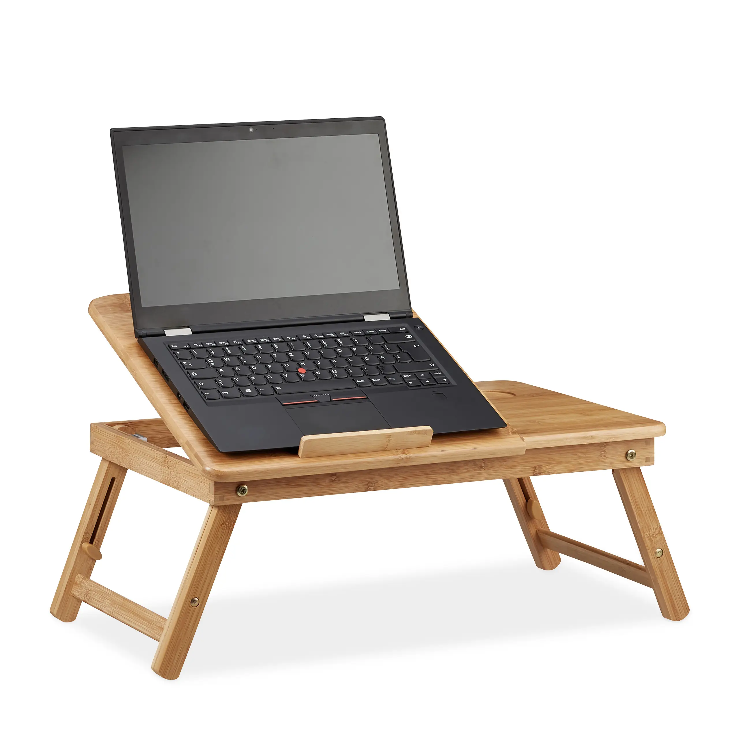 H枚henverstellbarer Laptoptisch Bambus | Tisch-Zubehör