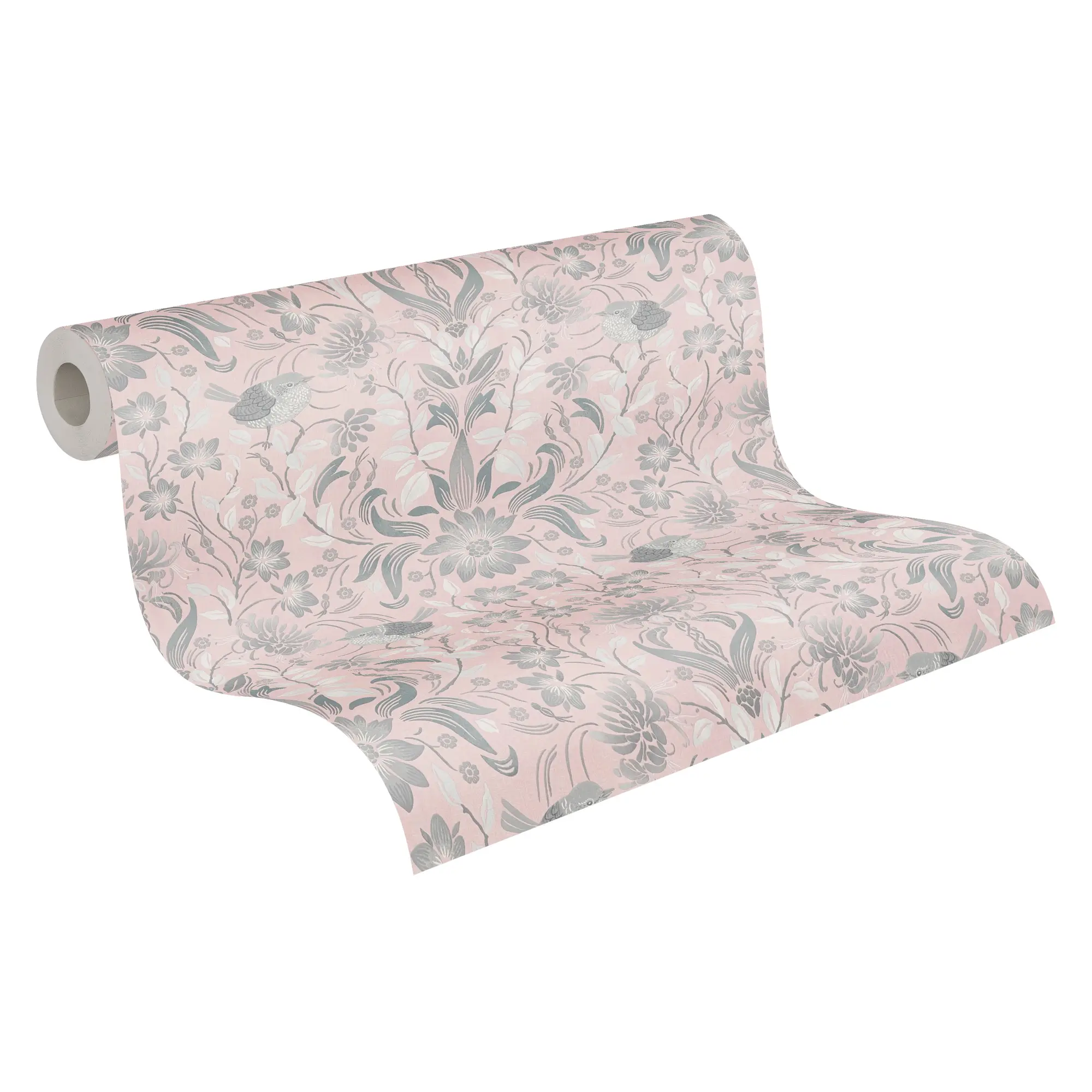 Tapete Floral Rosa Grau Wei脽