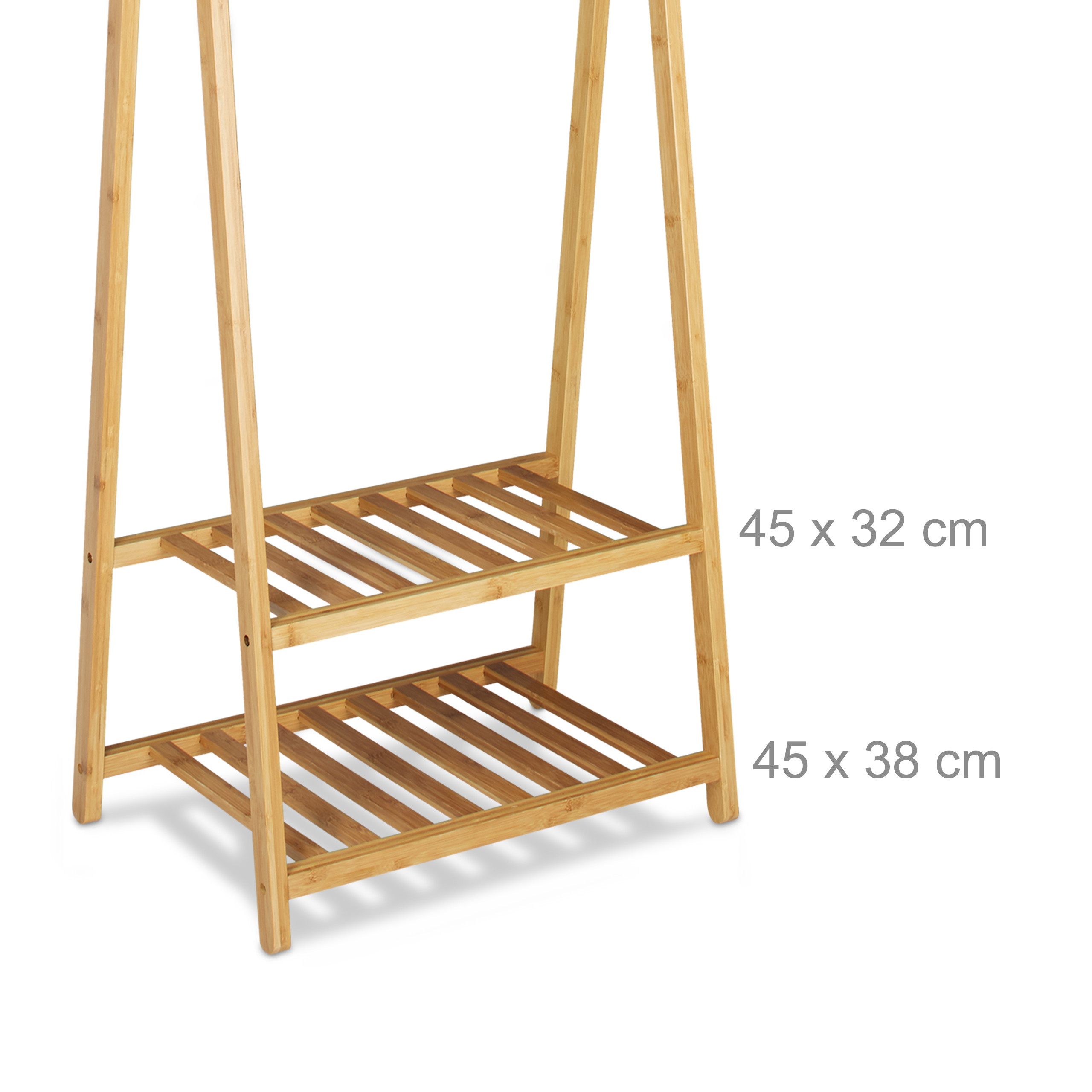 COSTWAY Bambus Kleiderstnder Mit 2 Ablagen  Garderobenstnder 101 X 45 X  160 Cm Natur
