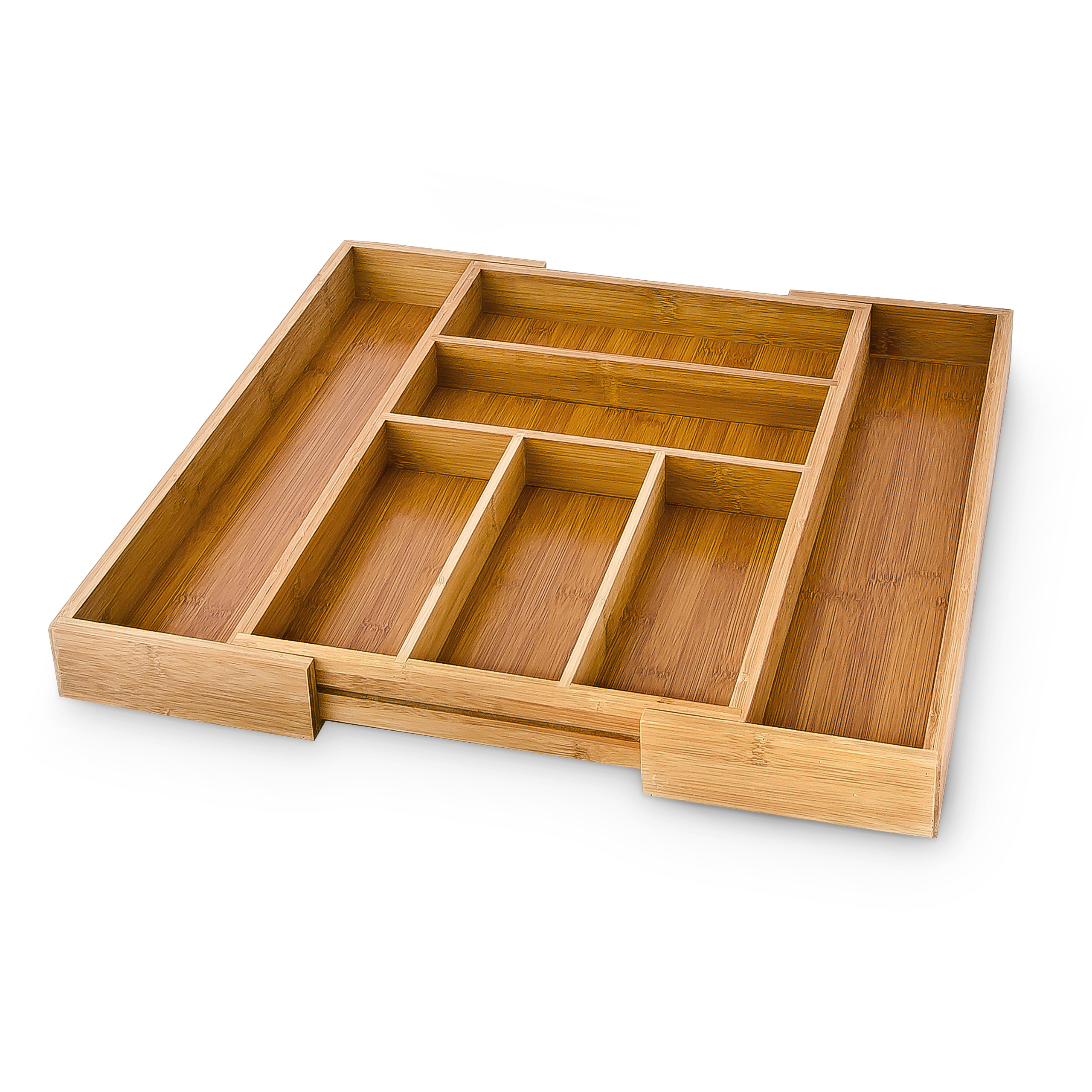 Relaxdays Range-Couvert, 6 Compartiments, Bambou, Ustensiles De Cuisine