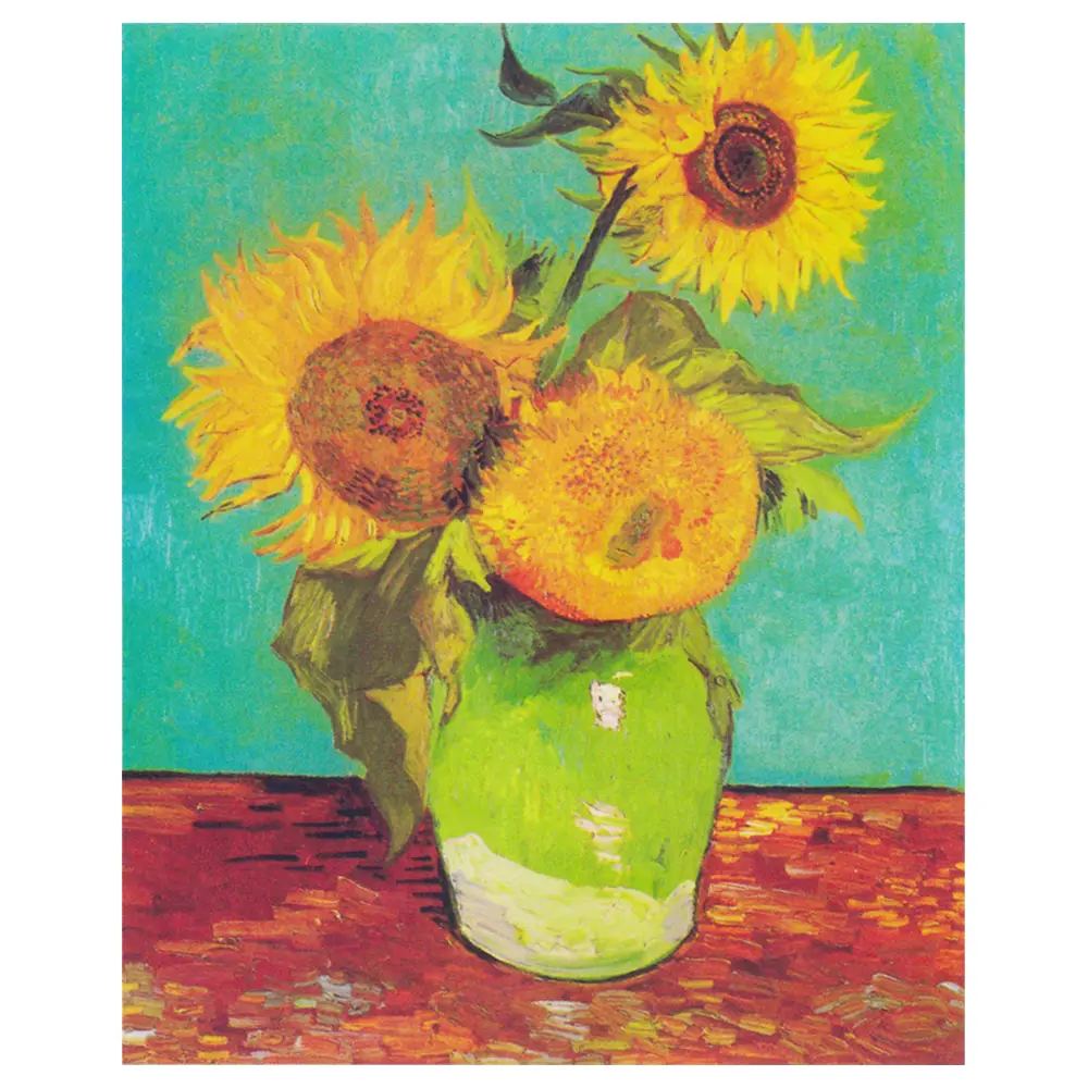 Leinwandbild Vase mit Drei Sonnenblumen