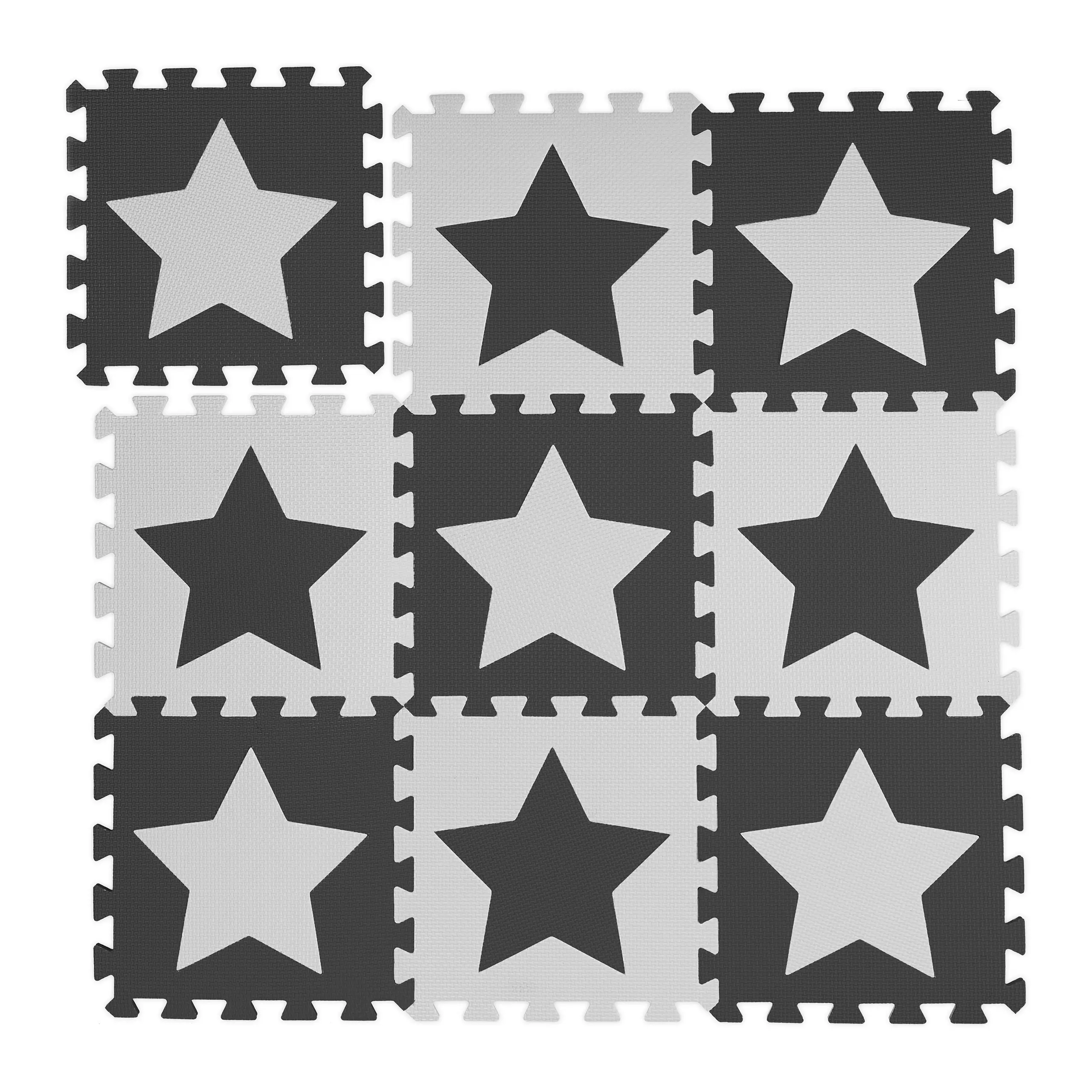 9 x Sterne wei脽-grau Puzzlematte