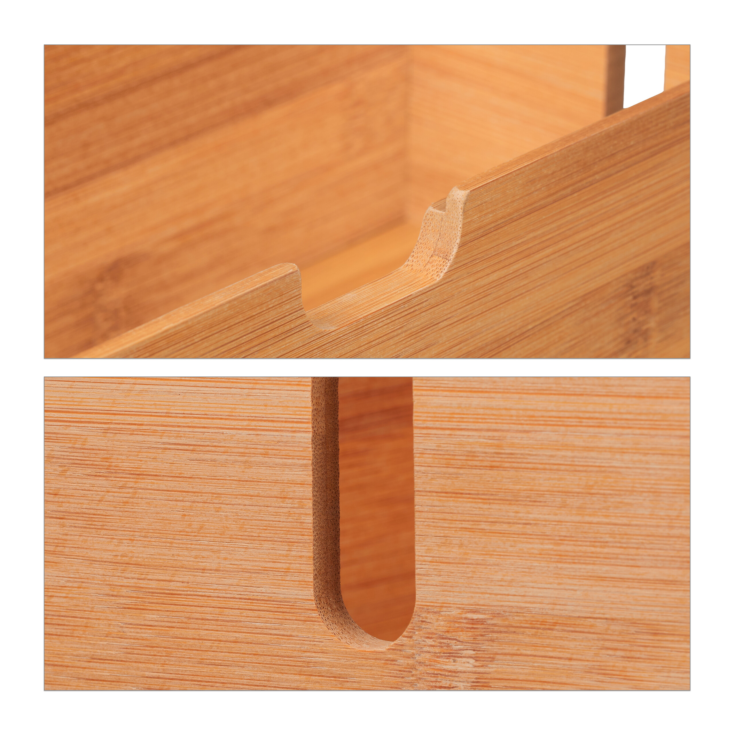 Lot De 2 Boîtes Rangement Câbles En Bambou - Cache Multiprise, Organisateur Bureau Et Maison, Sans Perçage