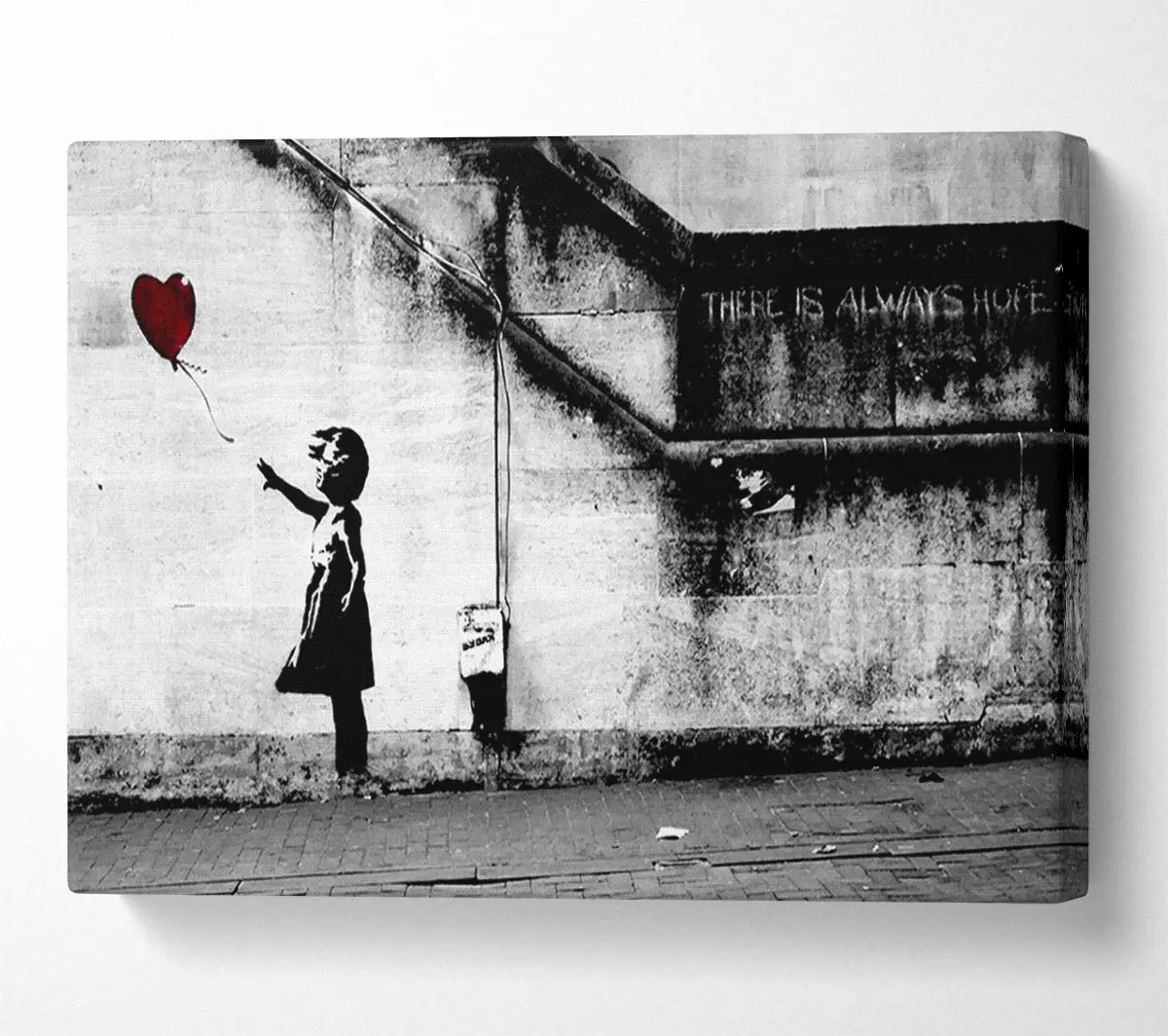 Roter Herzballon M盲dchen Wandkunst
