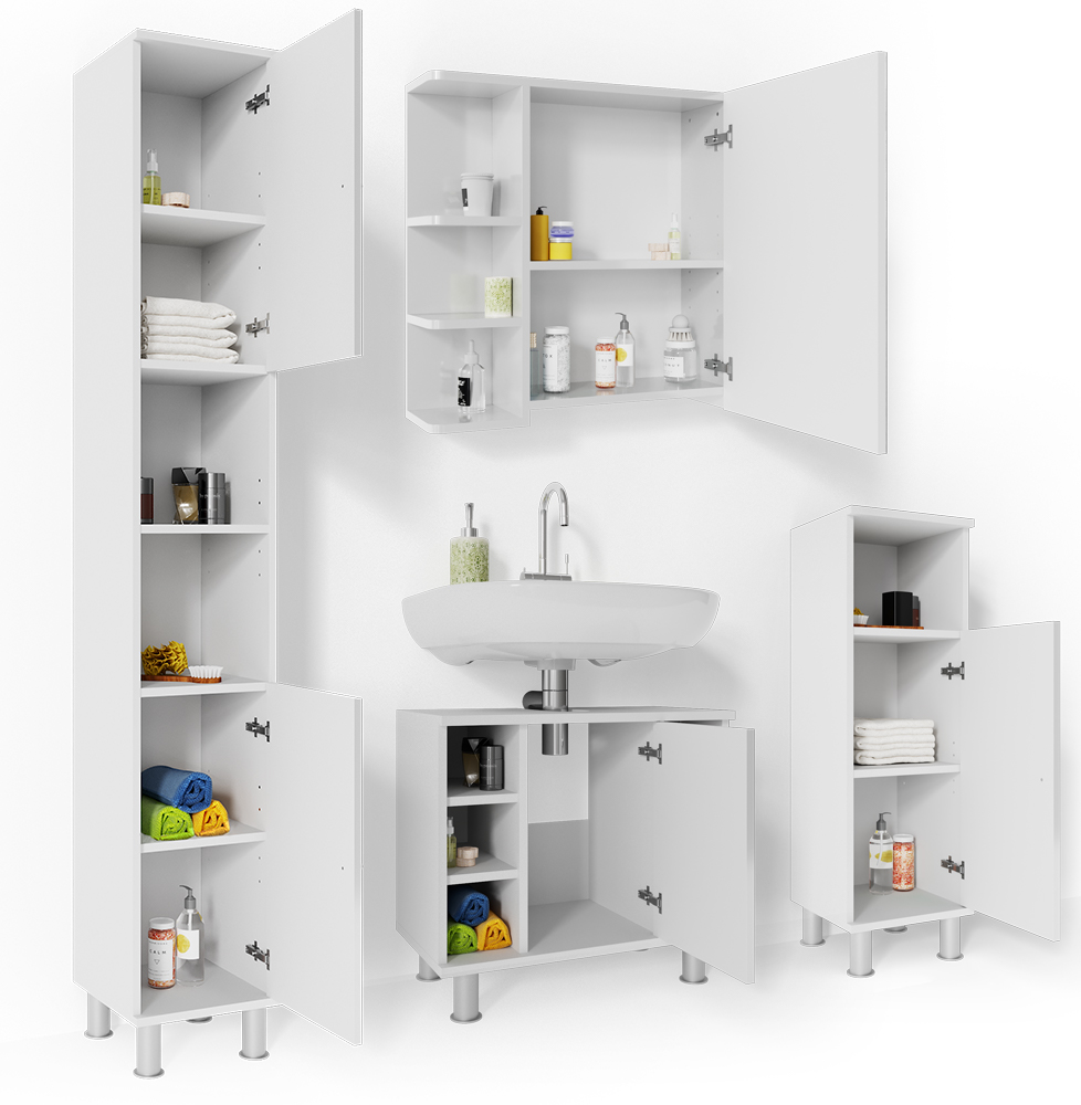 Koop Fynn Badkamer Hoge Kast in Wit/Sonoma