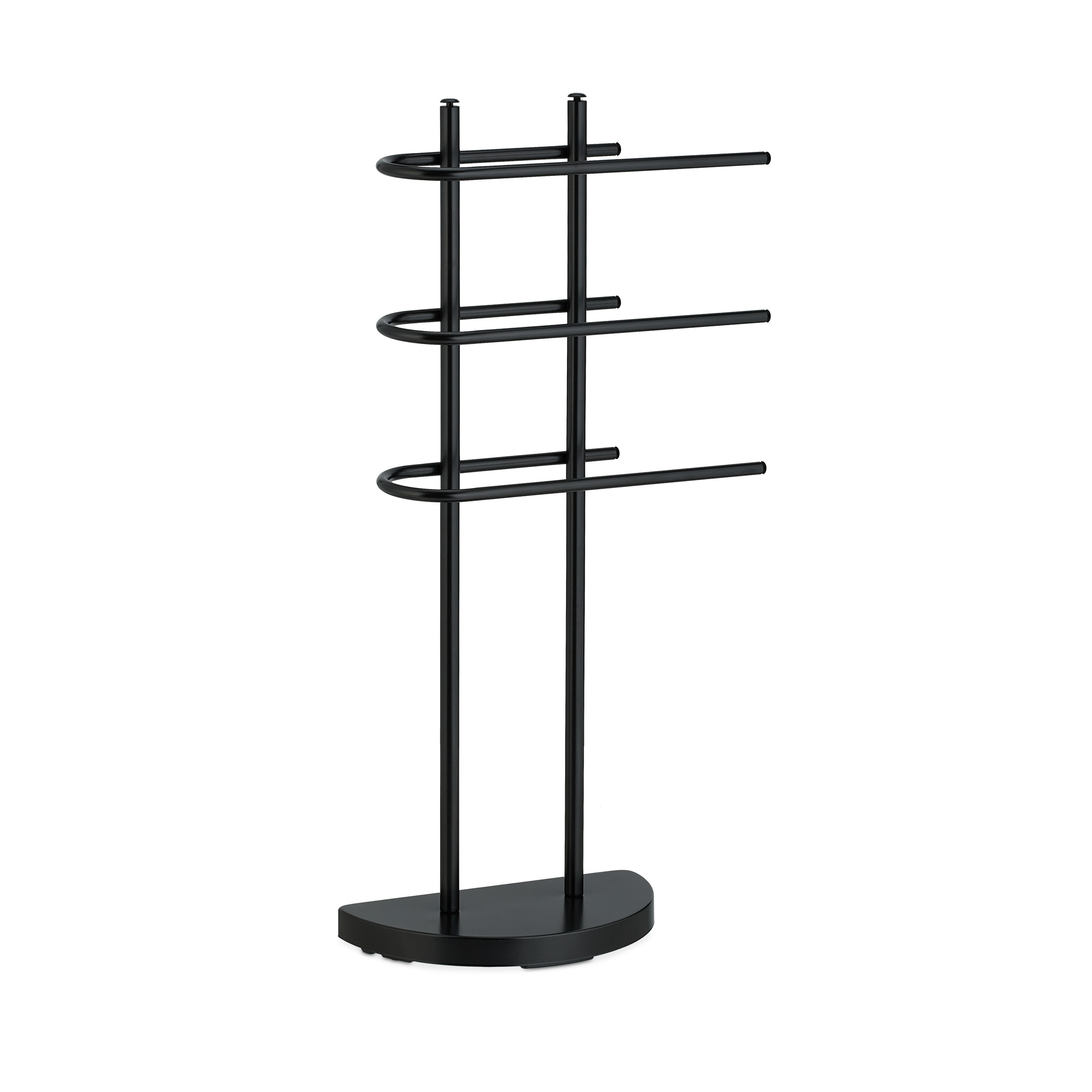 Porte serviette sur pied en métal noir et bois 2 bras 37x20x79cm | Maisons du Monde