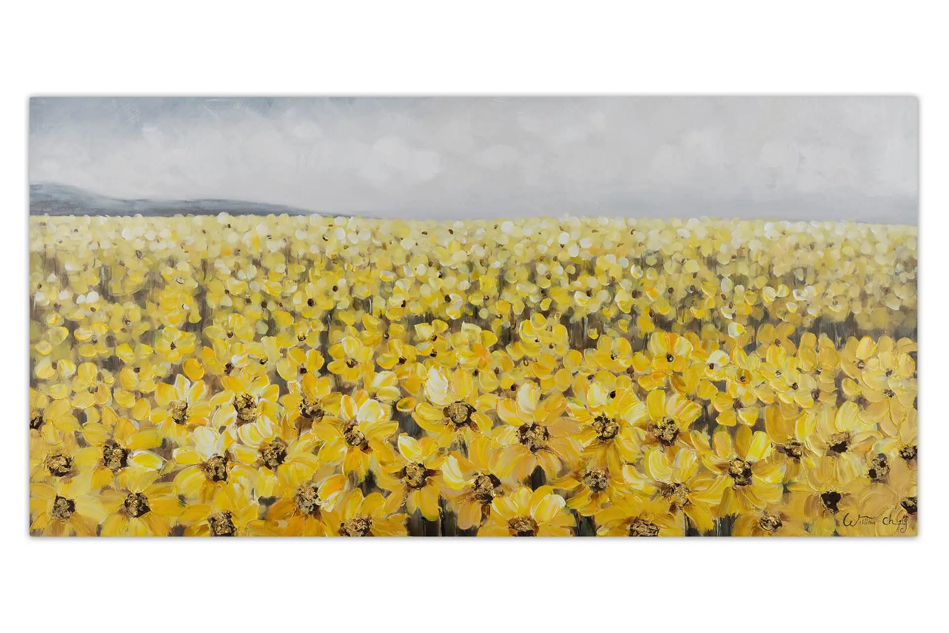 Acrylbild handgemalt in Gelb Blumenmeer