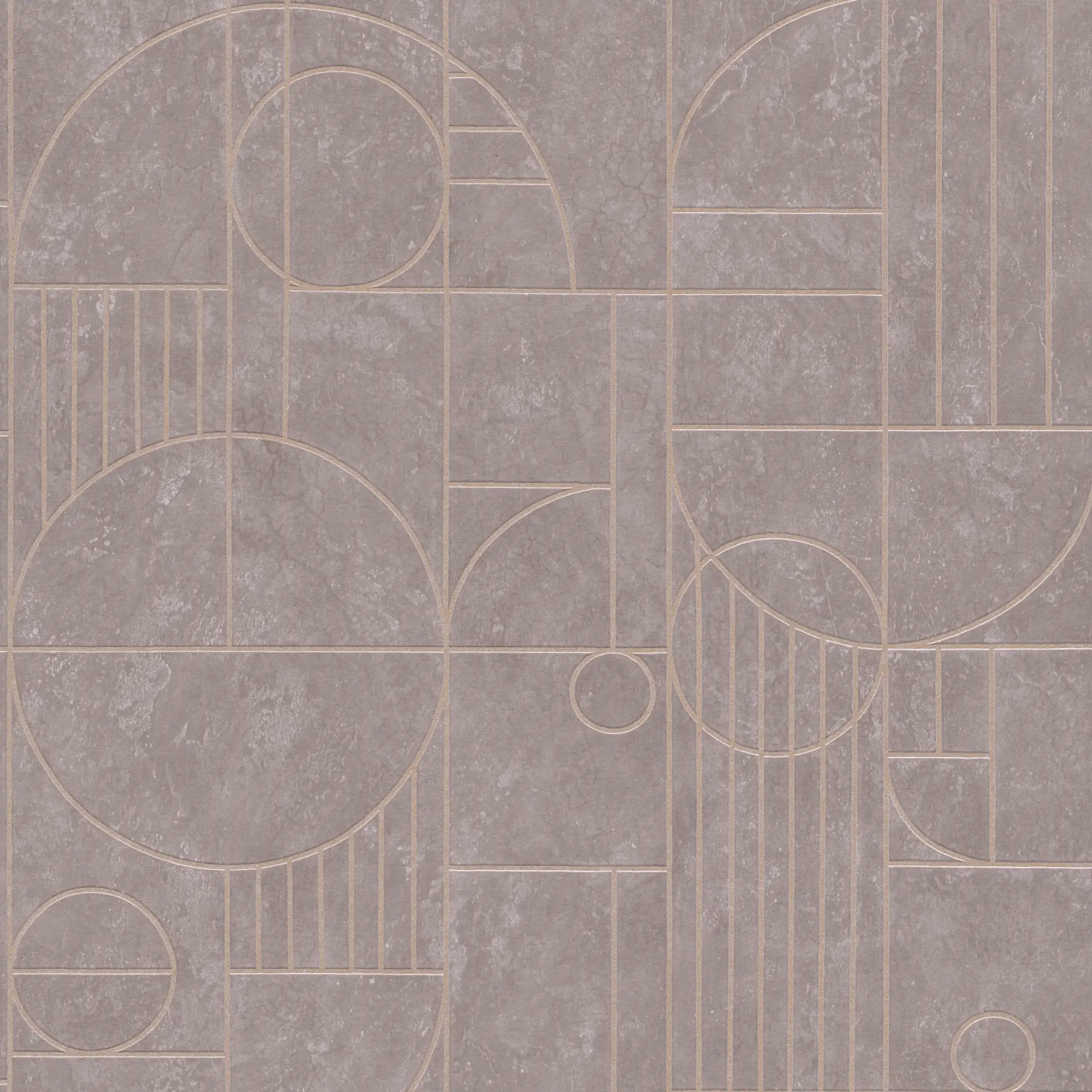 Grafische Tapete Art Deco Grau Ros茅 | Tapeten