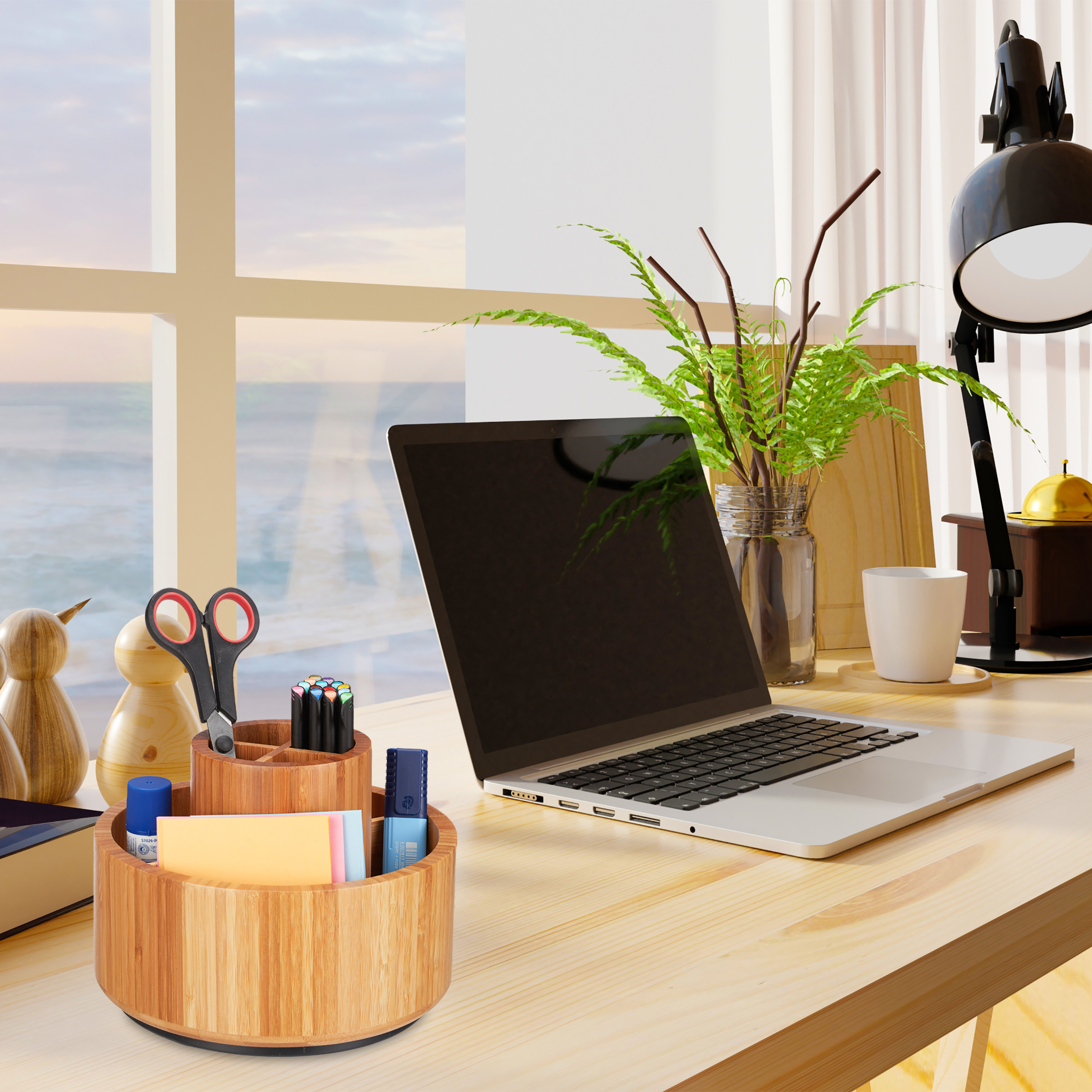 VVW Drehbarer Bambus-Make-up-Organizer – 360° Drehbar, 3 Verstellbare Ebenen, Große Kapazität Für Kosmetik & Hautpflege