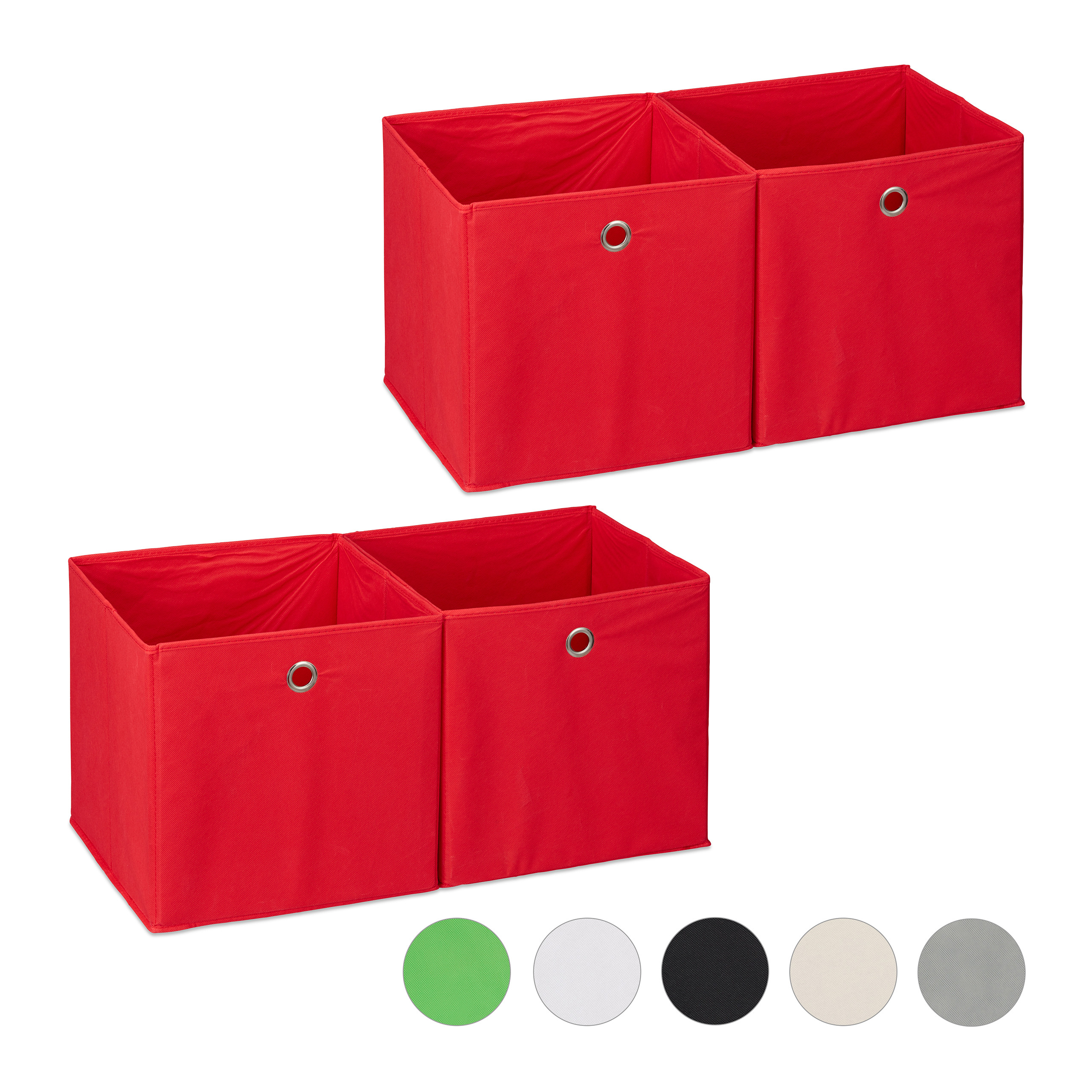 4 x Aufbewahrungsbox Stoff rot kaufen