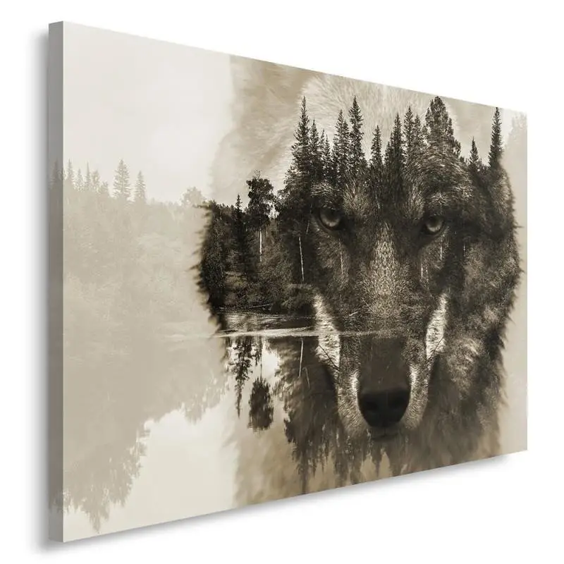 See Wandbild Wald Wolf Tiere