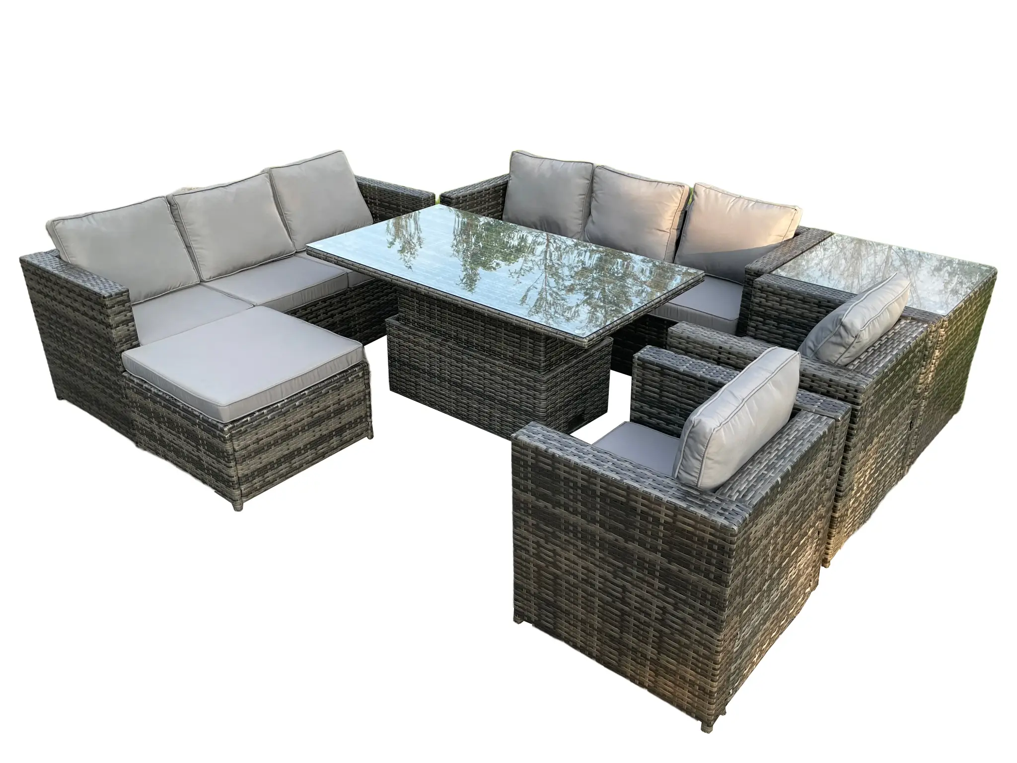 9-Sitzer Rattan Tisch Set Gartenm枚bel