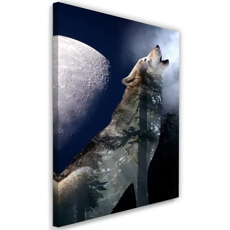 NaturTiere Wolf Leinwandbilder Mond