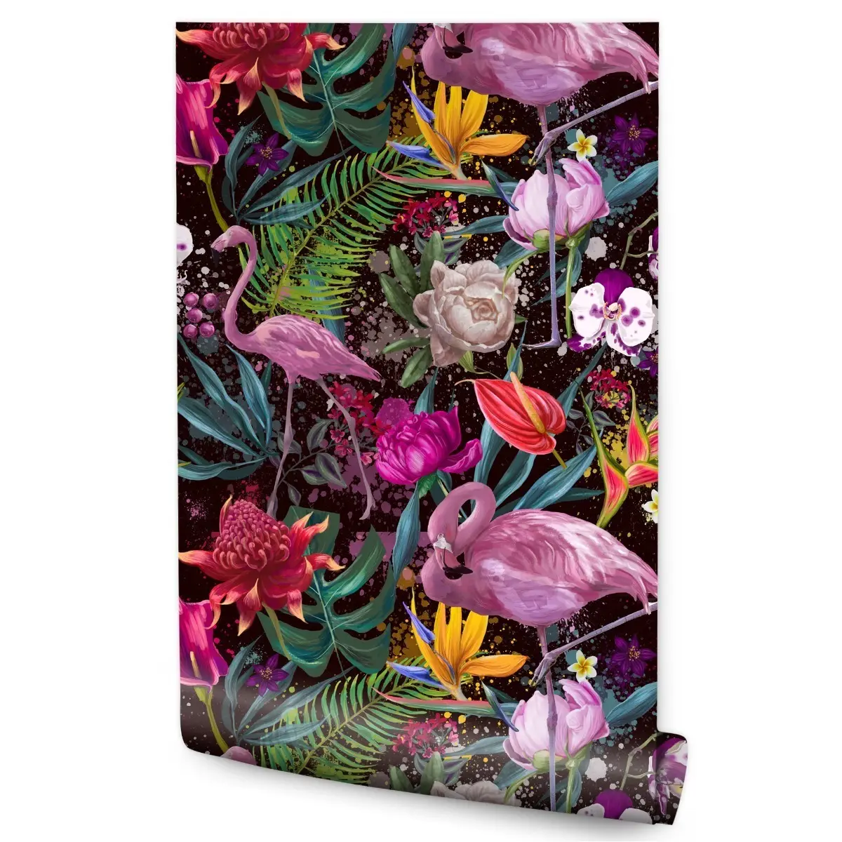 TAPETE Flamingos Tropische Farben Blumen