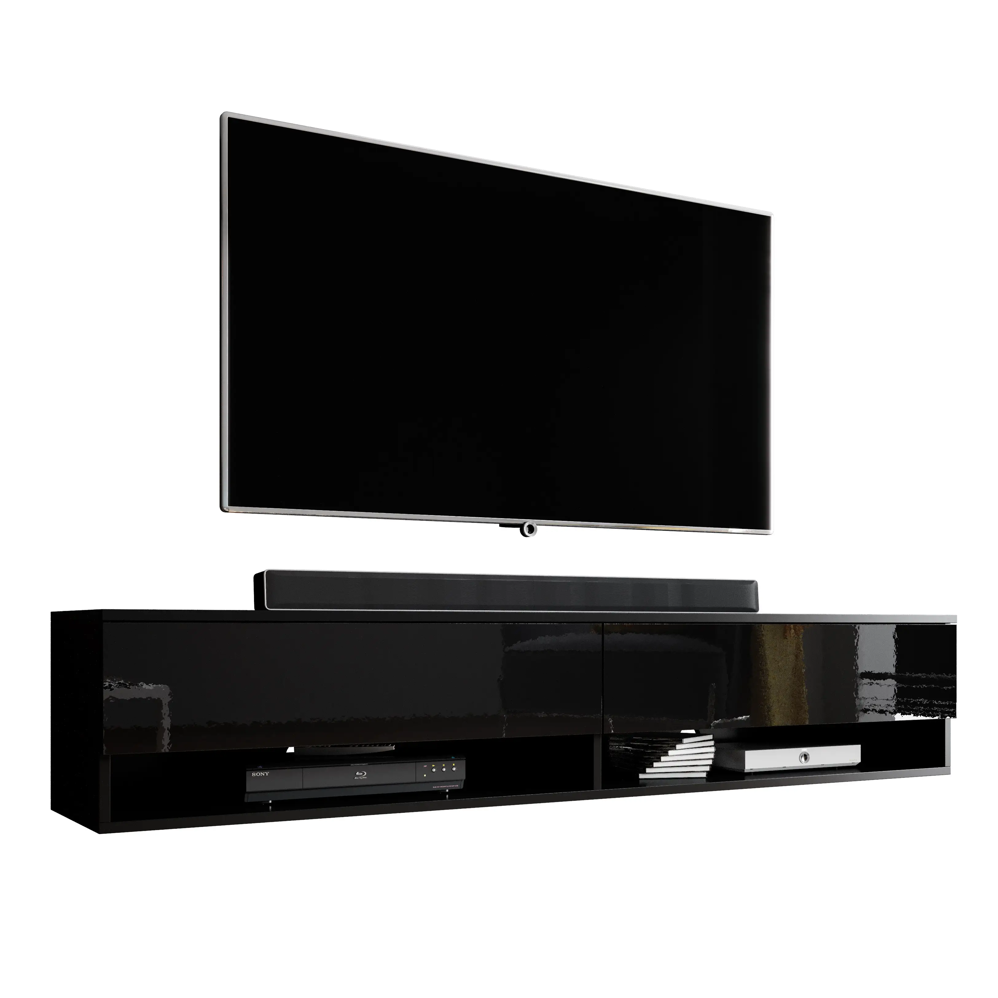 TV-Schrank ALYX 180 cm Schwarz LED ohne