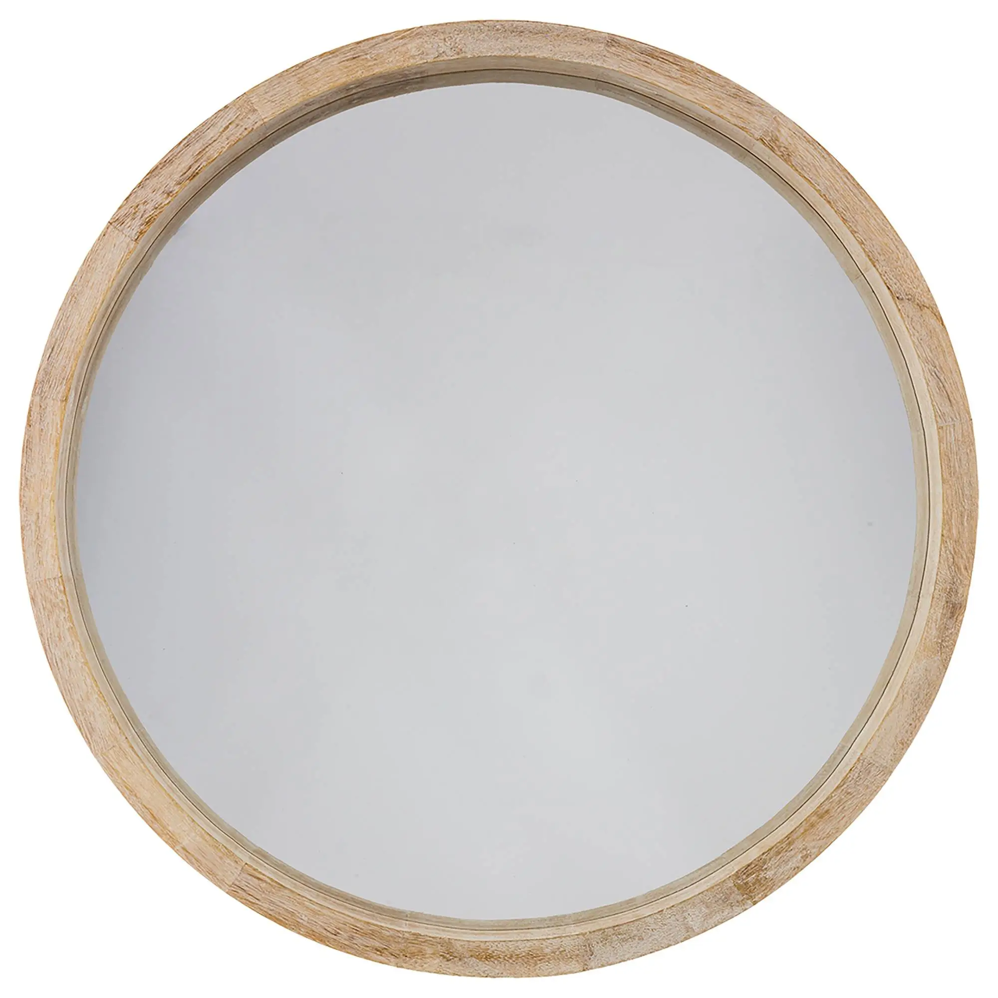 Runder Spiegel mit Holzrahmen, 脴 52 cm